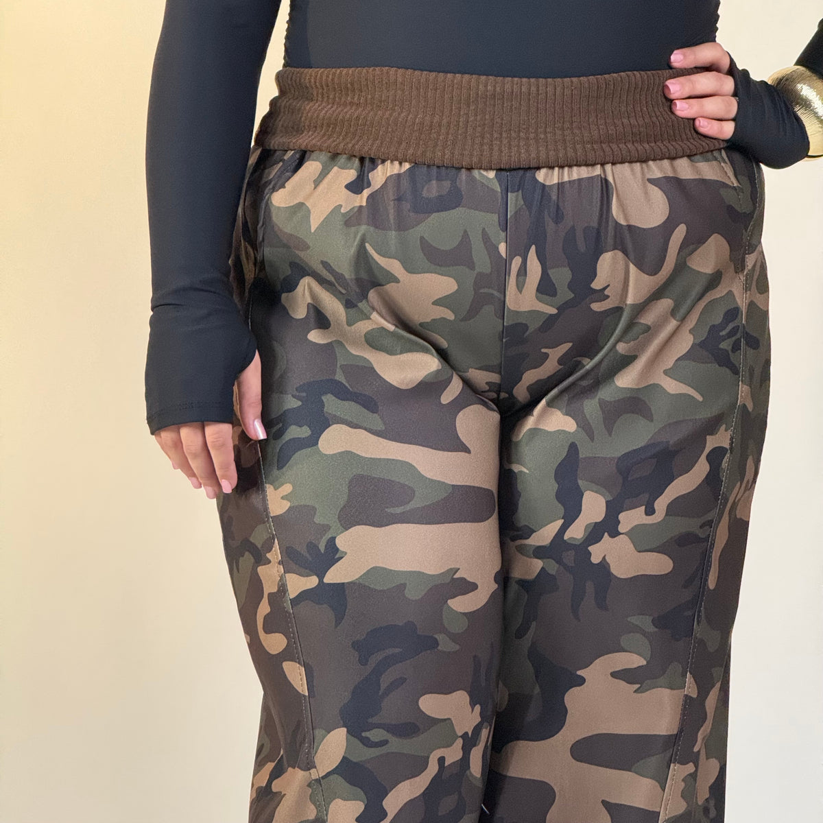 Pantalone Mimetico con Fascia Marrone