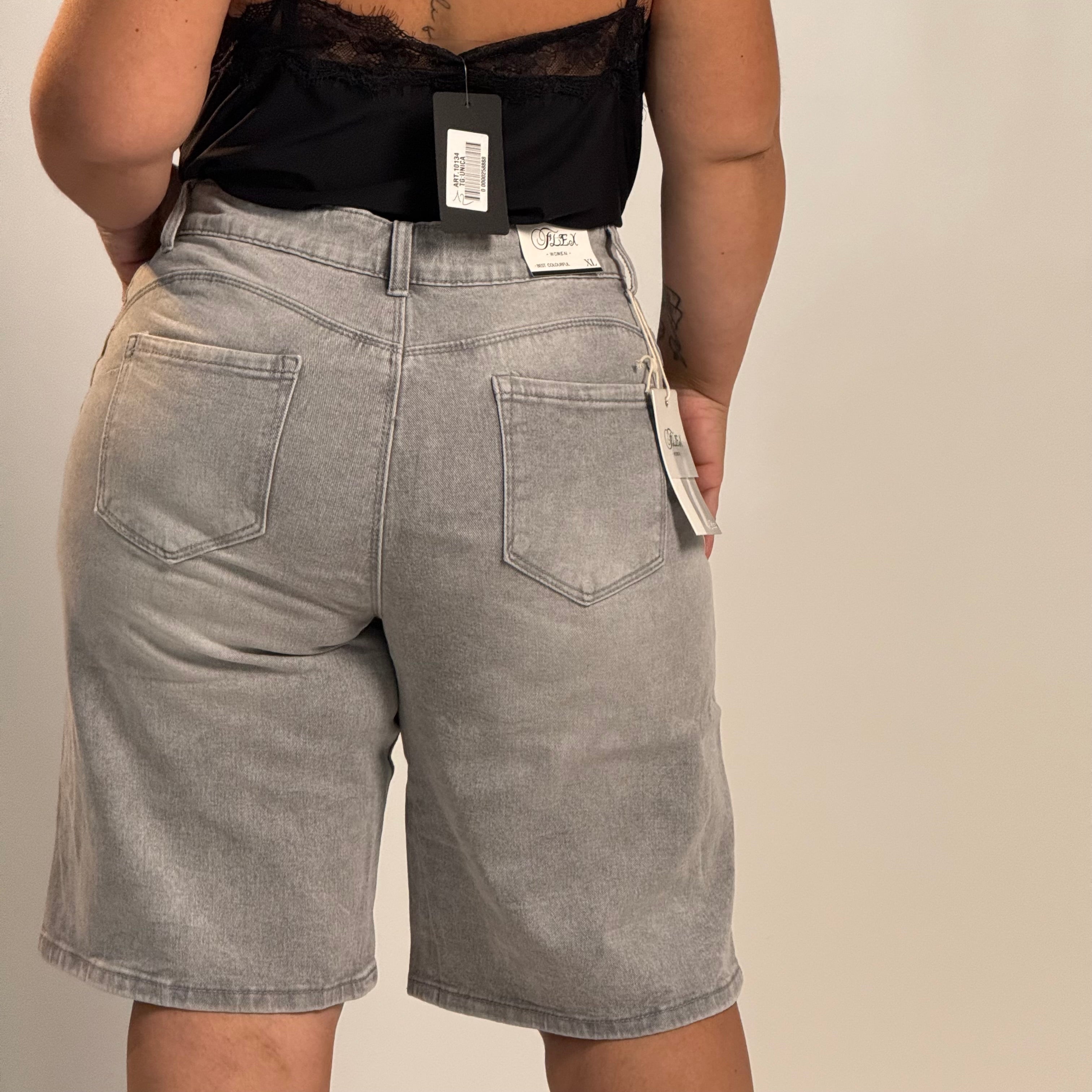 Bermuda in Jeans ( grigio )