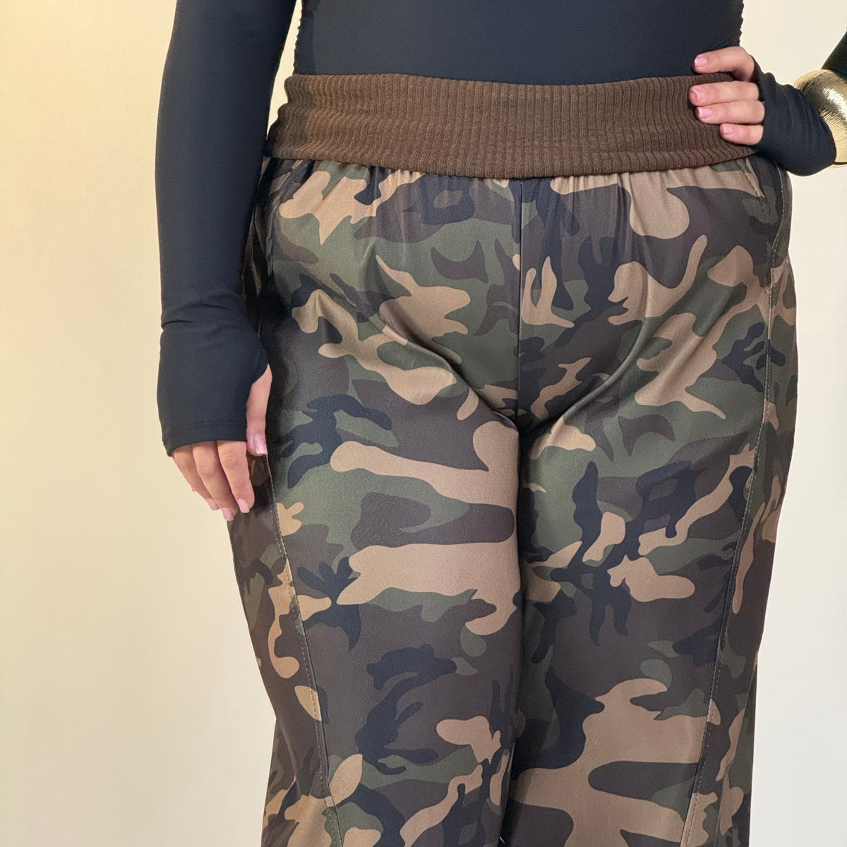 Pantalone Mimetico con Fascia Marrone