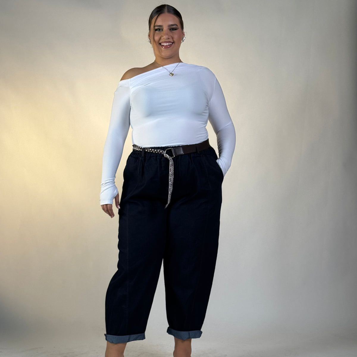 Jeans Blu Elasticizzato con Cintura