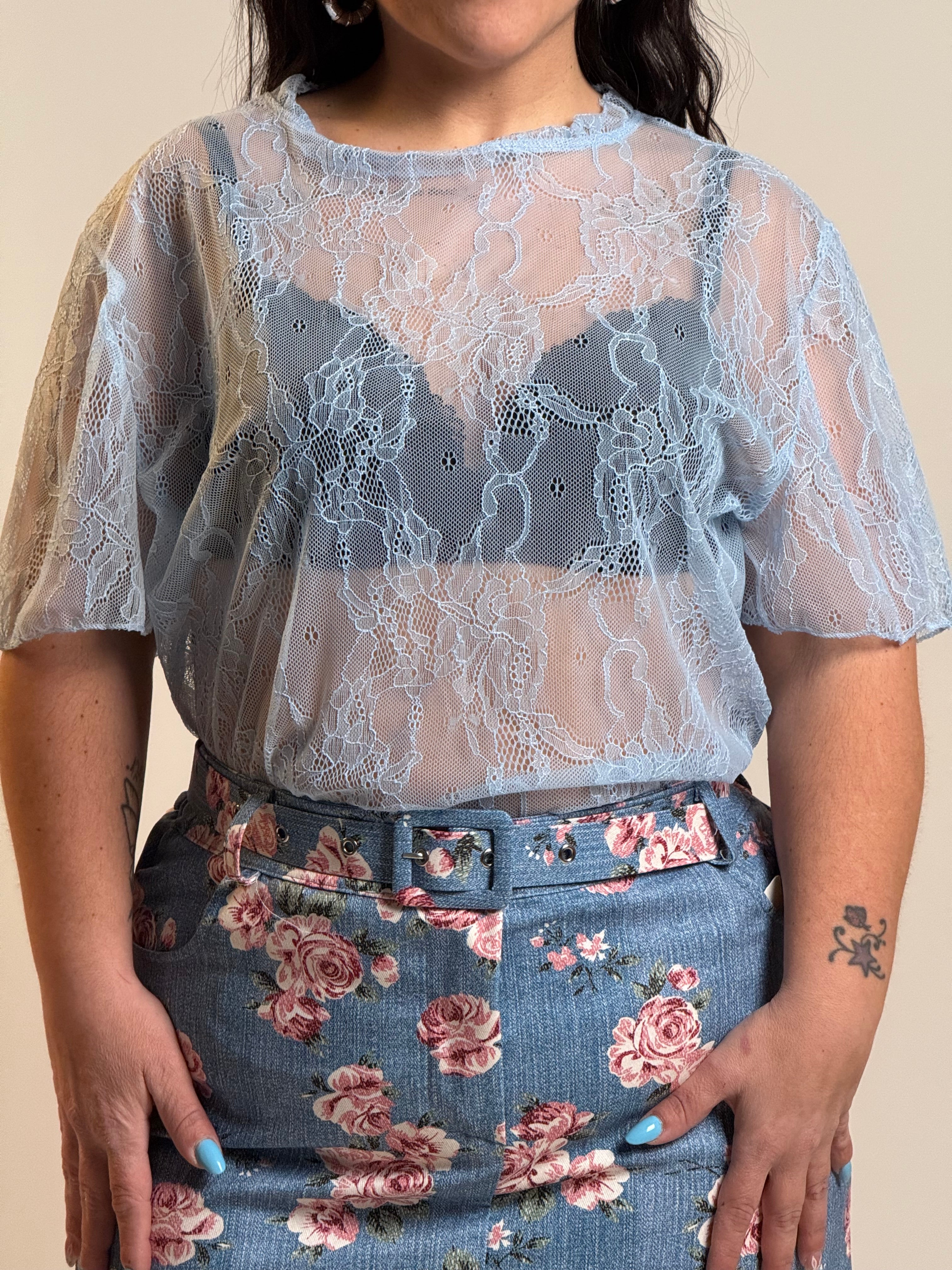 Maglia pizzo trasparente