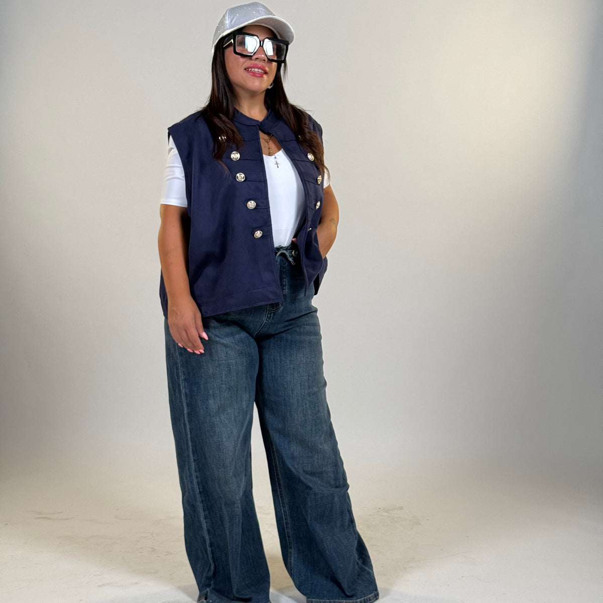 Gilet in Panno con Bottoni