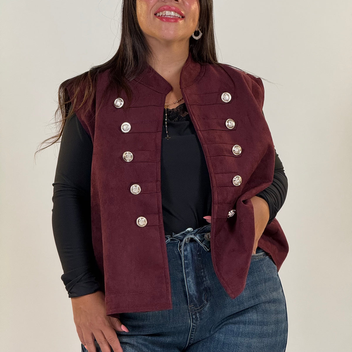 Gilet in Panno con Bottoni
