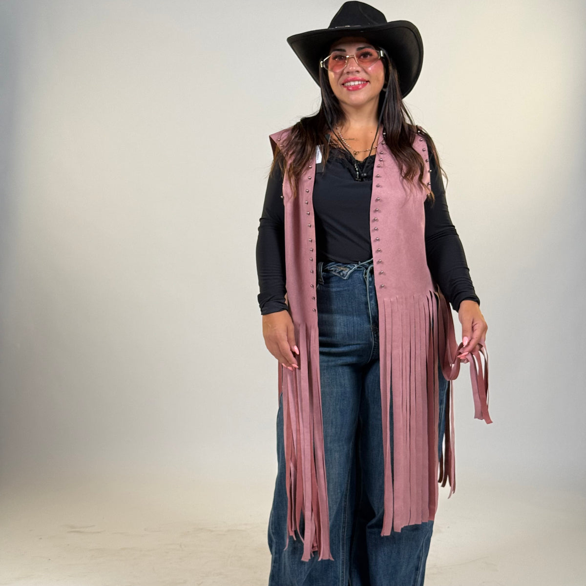 Gilet in renna con frange