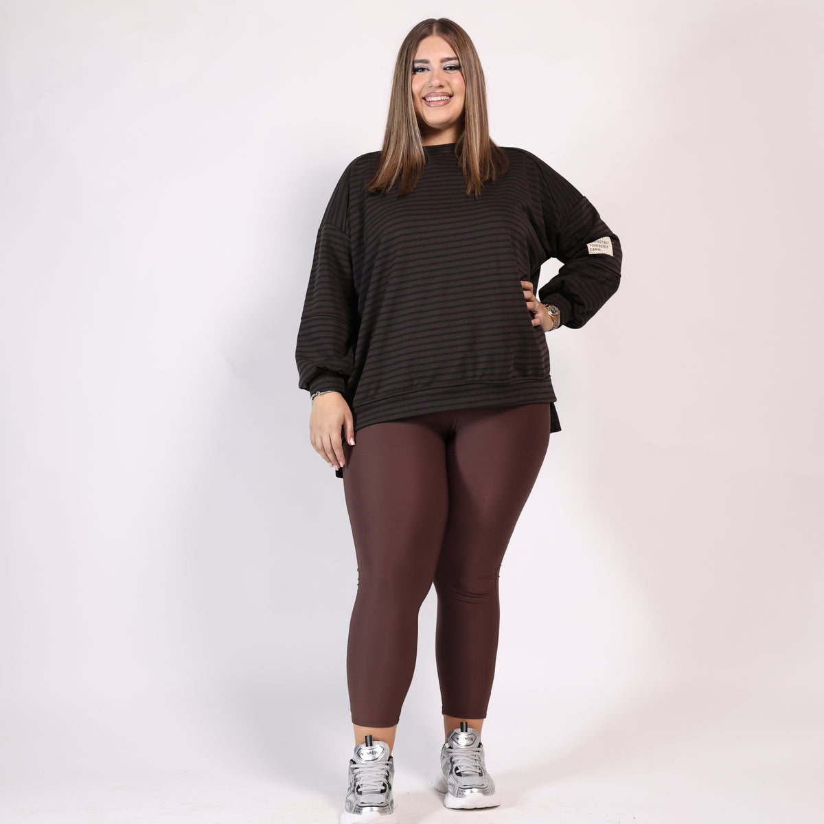 Maxi felpa a righe 💕 Marrone&Nera