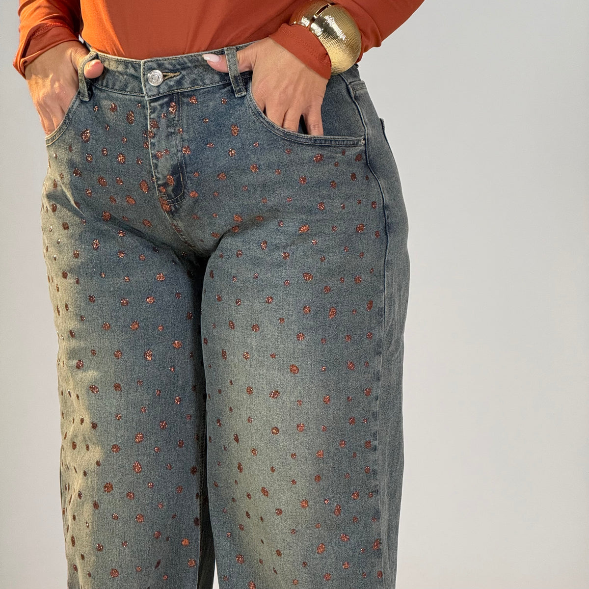 Jeans con dettagli glitter