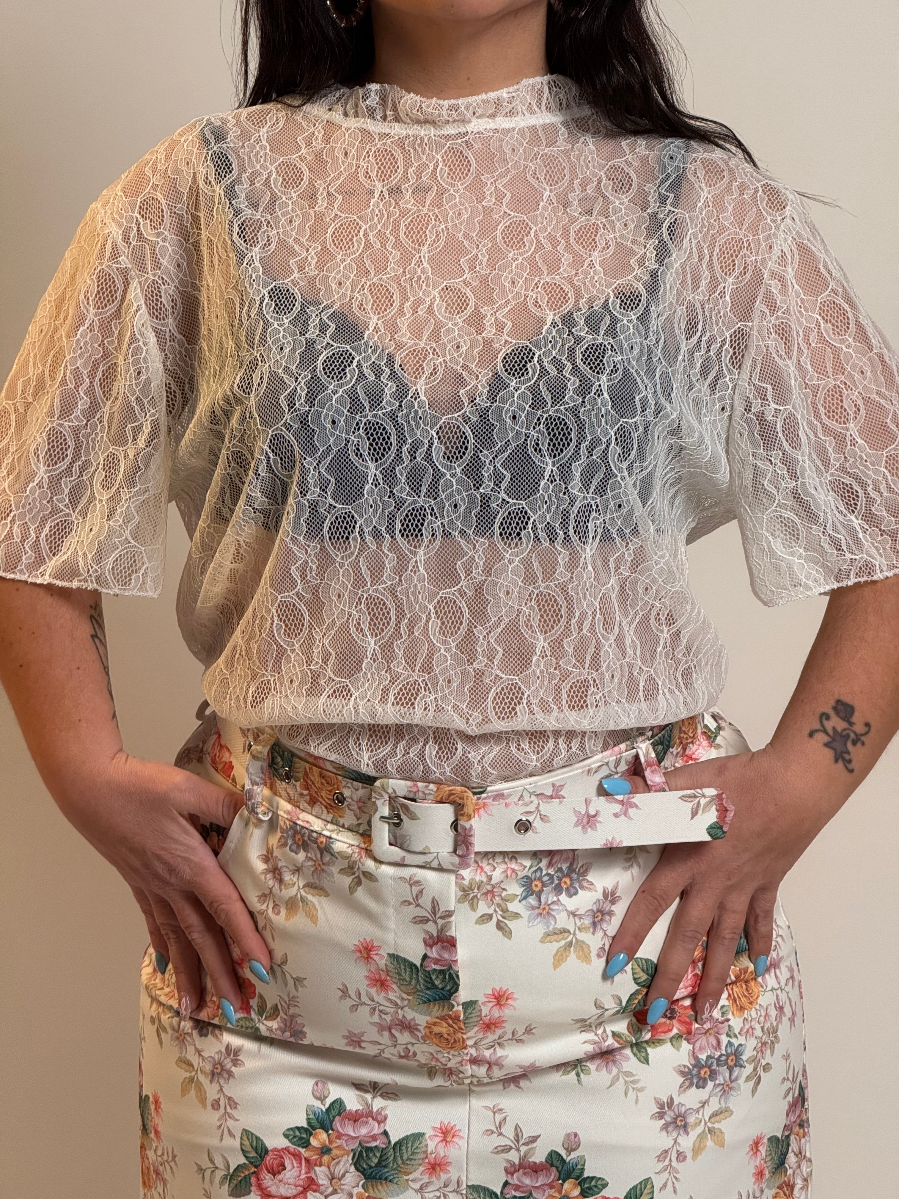 Maglia pizzo trasparente