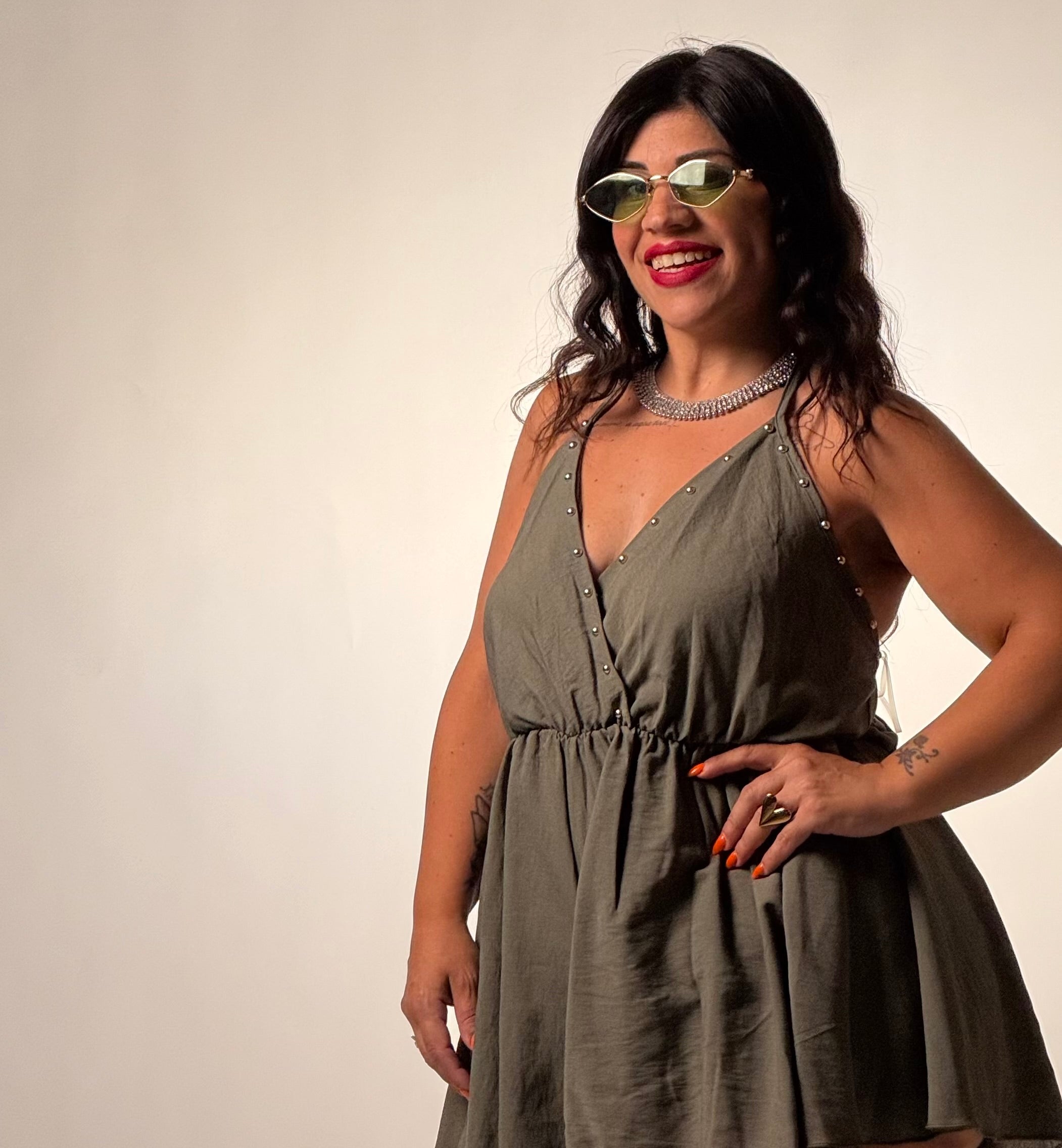 JUMPSUIT con riporti in borchie