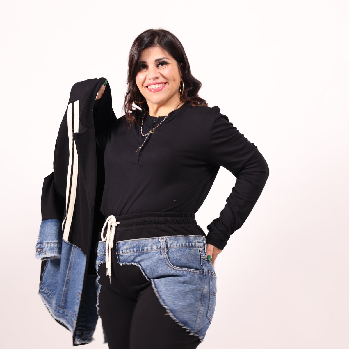 Coordinato Tuta In Denim Top Quality