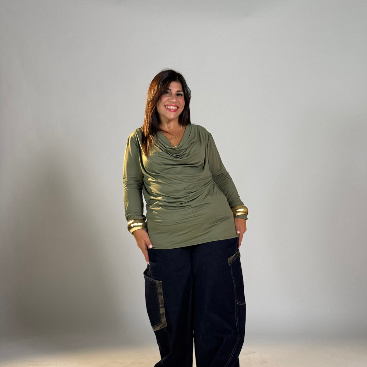 Maglia con collo a Cascata