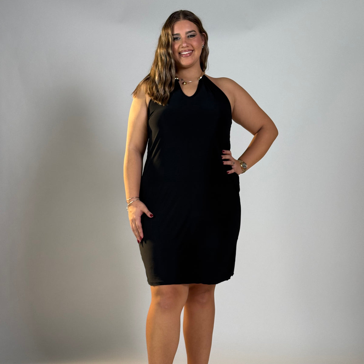Abito Dettaglio al Collo Curvy
