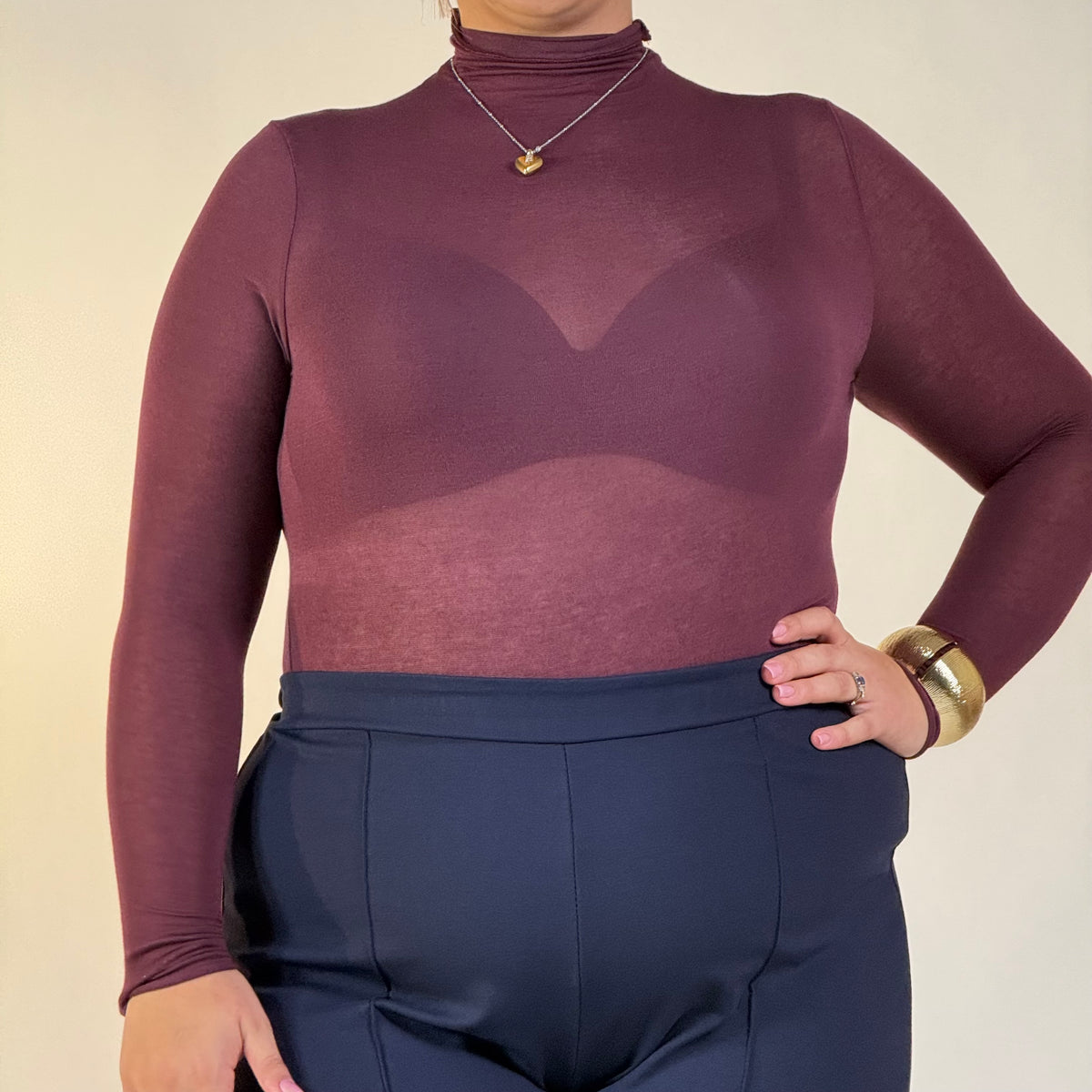 Maglia con Collo Effetto Cashmere
