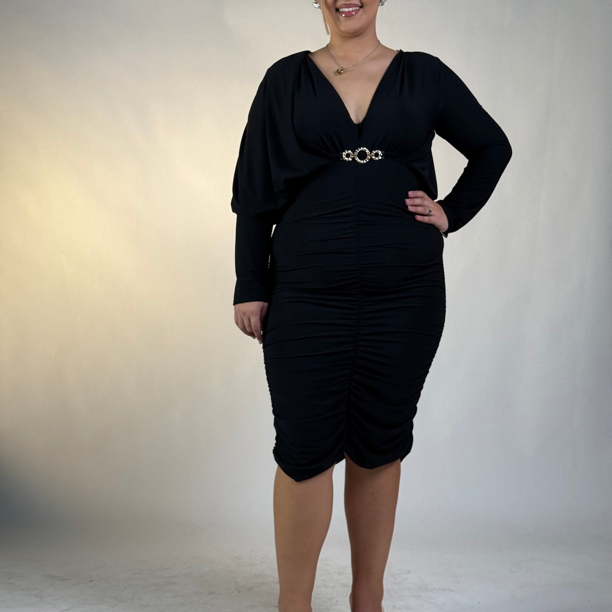 Dress Drappeggiato con Dettaglio in Vita