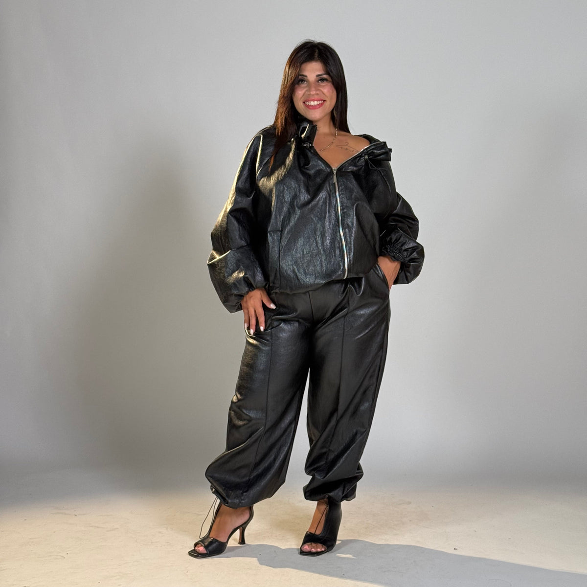 Giacca REBEL in ecopelle con Zip