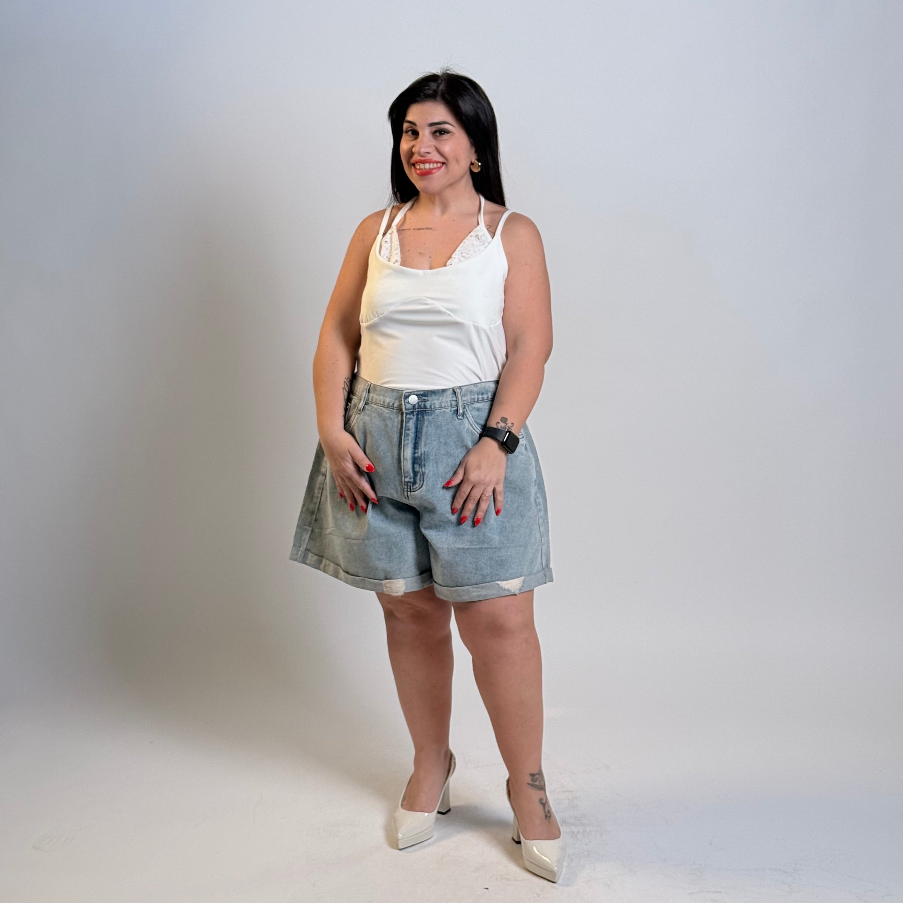 Bermuda in Denim Curvy