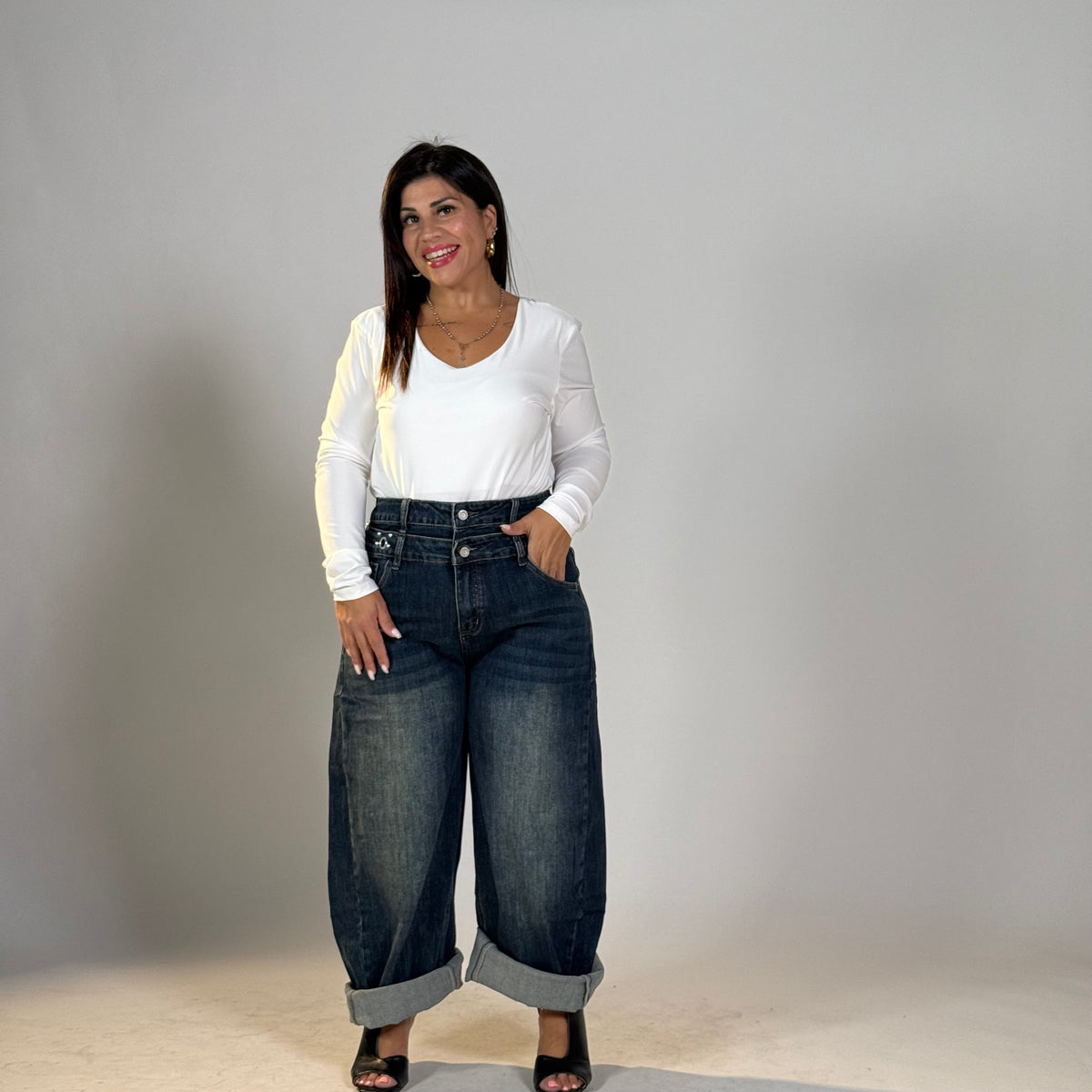 Jeans doppia chiusura e dettaglio in vita ✨