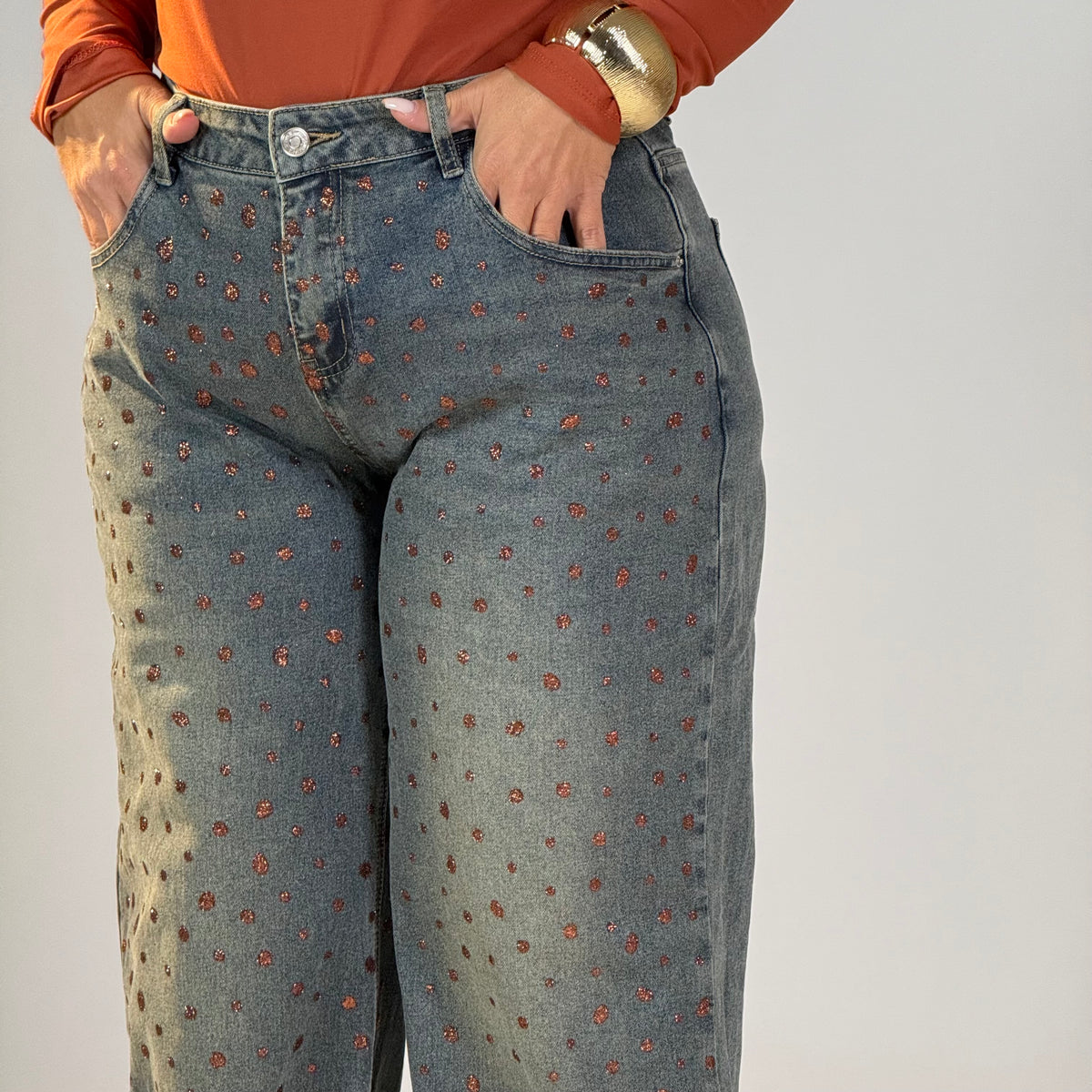 Jeans con dettagli glitter