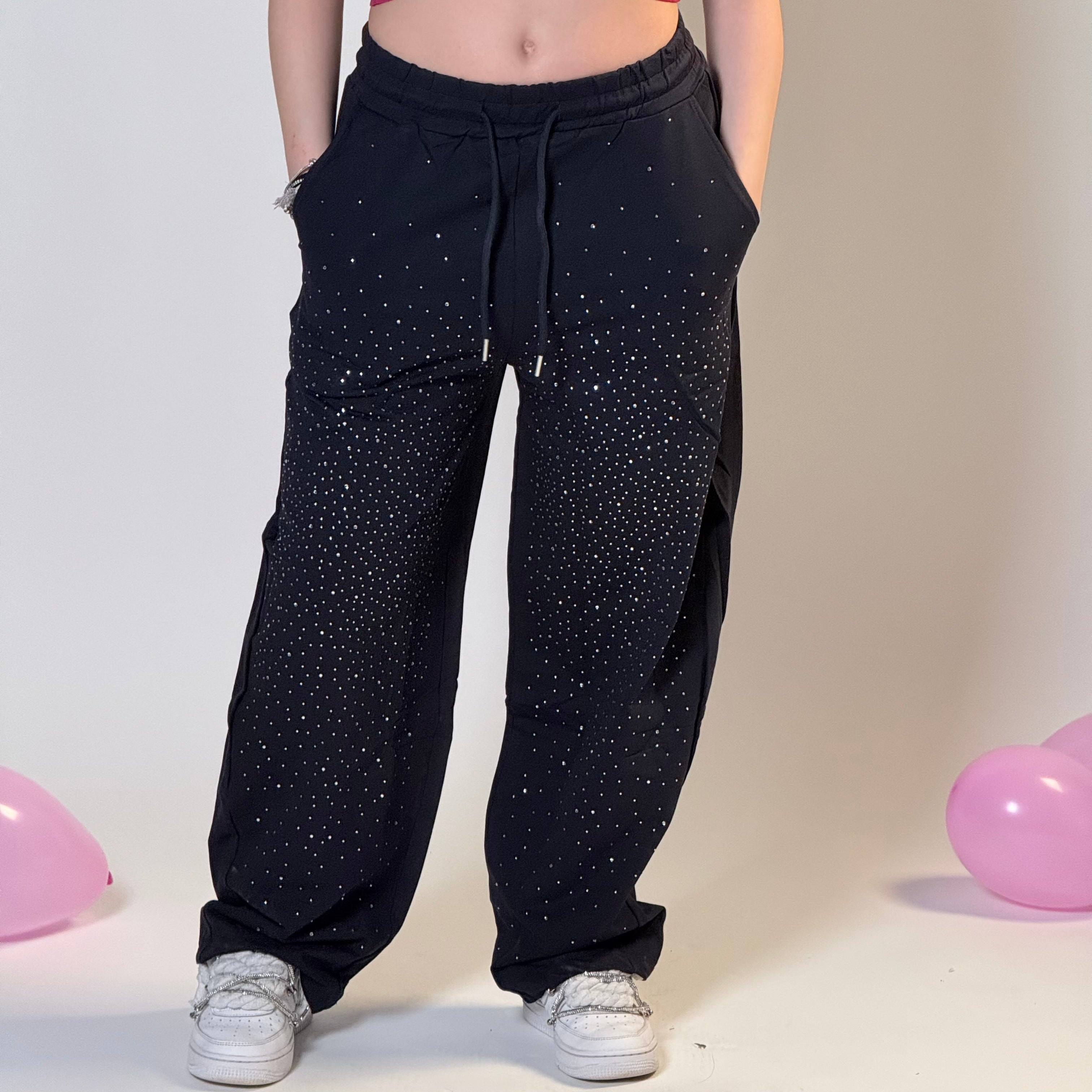 Pantalone tuta con strass (Slim)