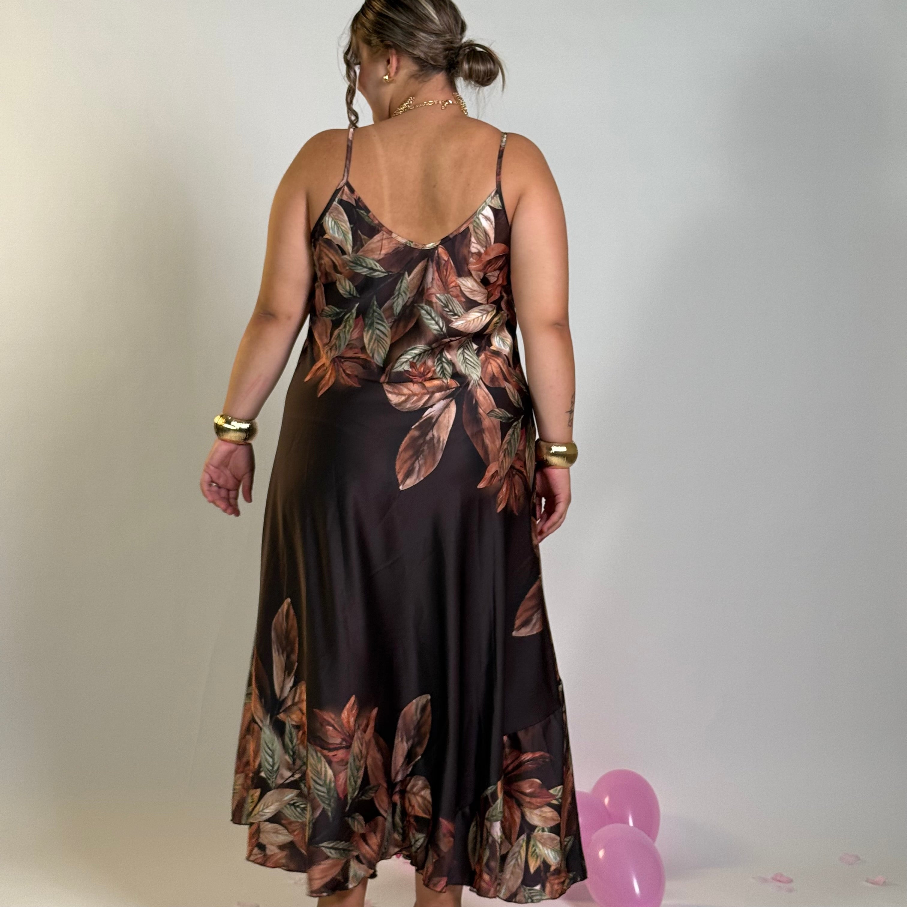 Dress Raso&Fiori (Marrone)