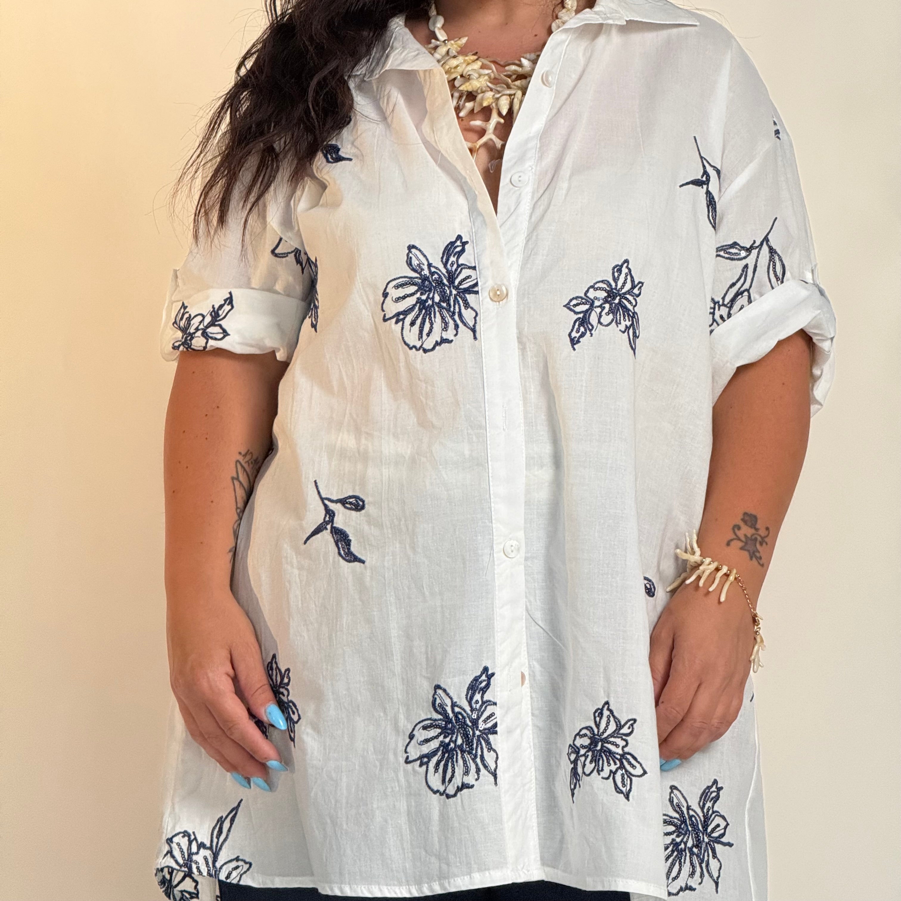 Camicia Fiori Blu