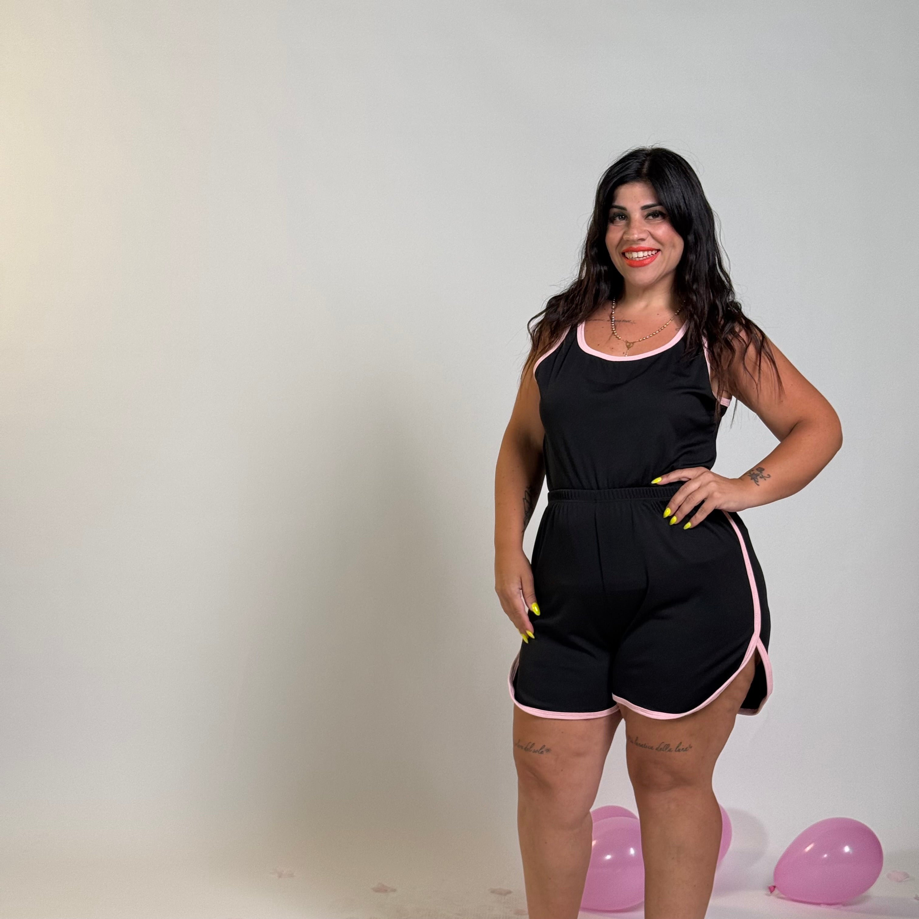 Coordinato Amelia (nero e rosa )