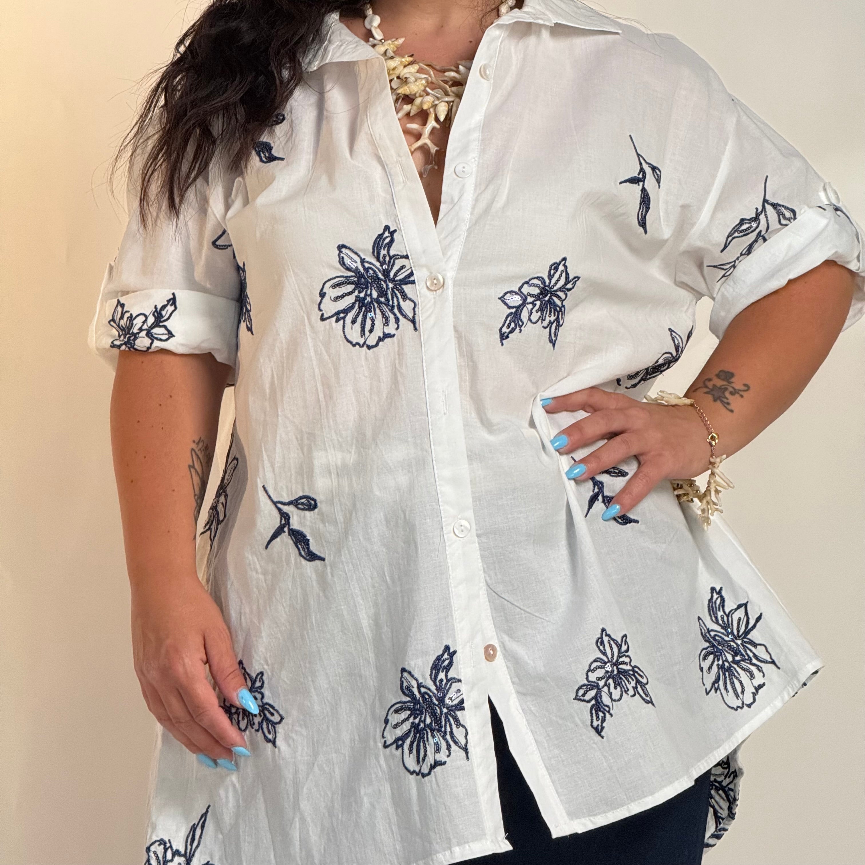 Camicia Fiori Blu