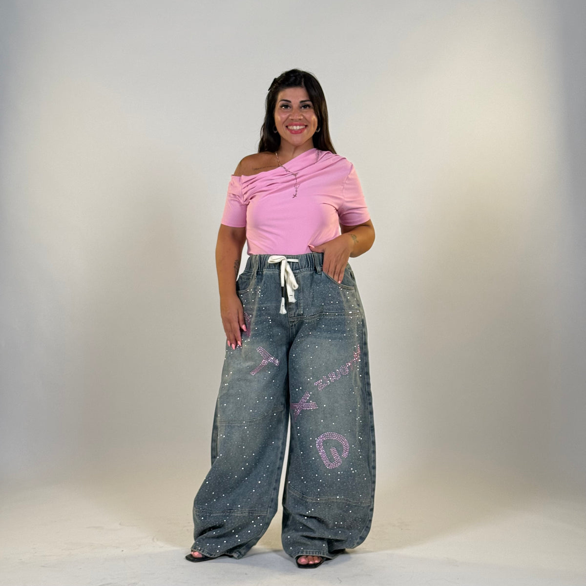 Jeans con Elastico in Vita