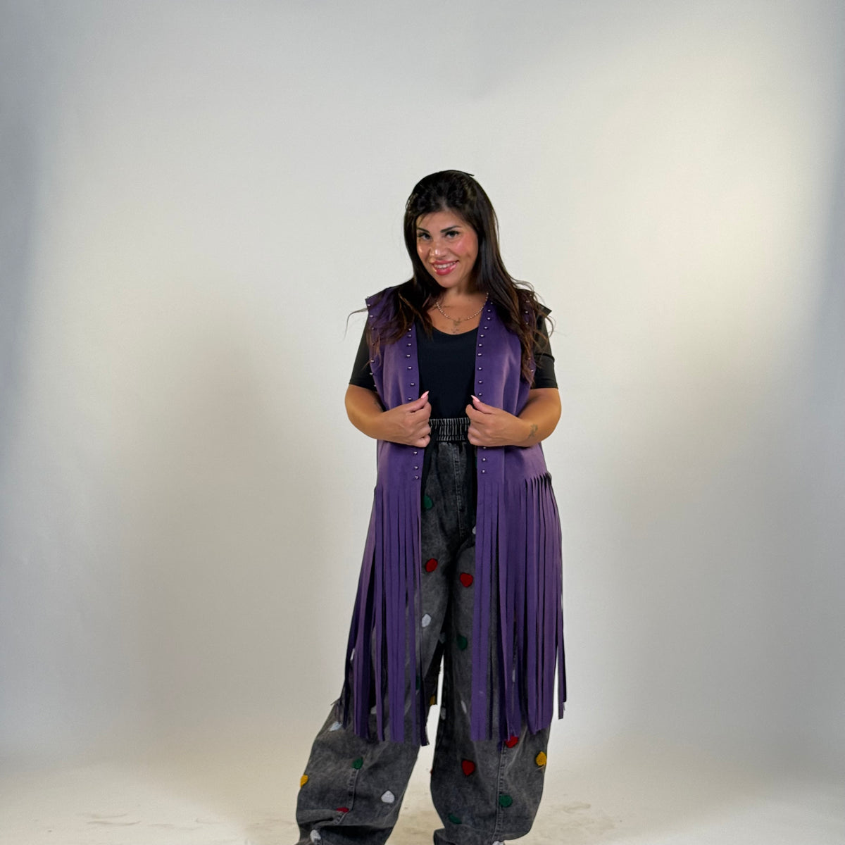 Gilet in renna con frange