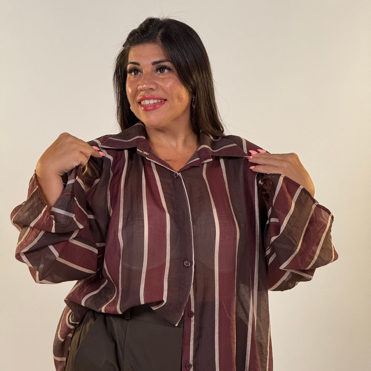 Camicia a Righe con Spalline