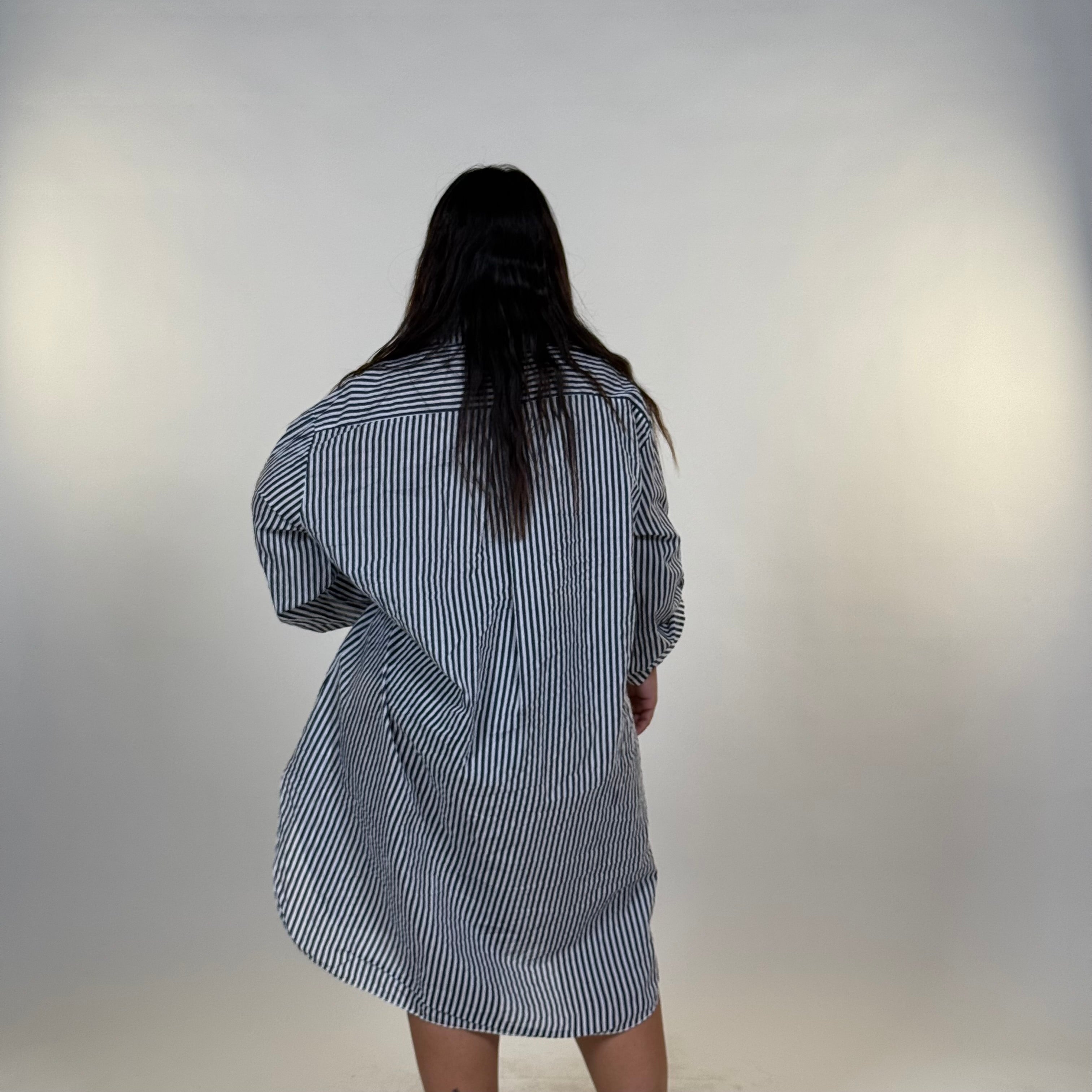 Maxi Camicia Righe Blu
