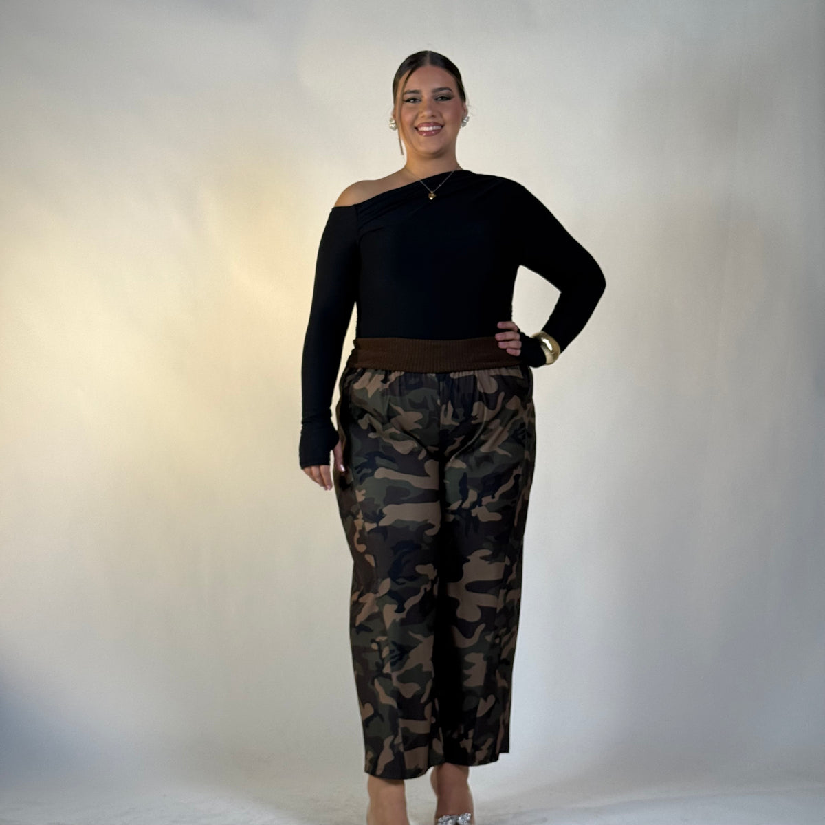 Pantalone Mimetico con Fascia Marrone