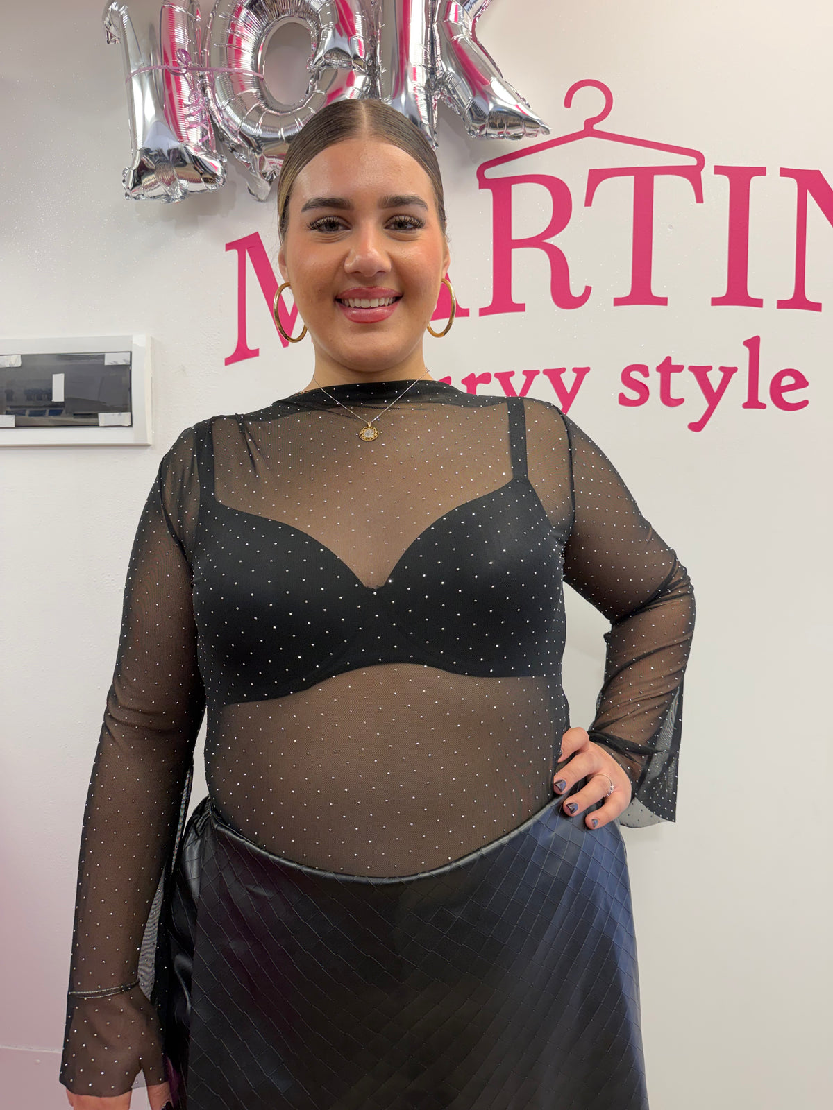 Maglia velata con micro strass (argento)