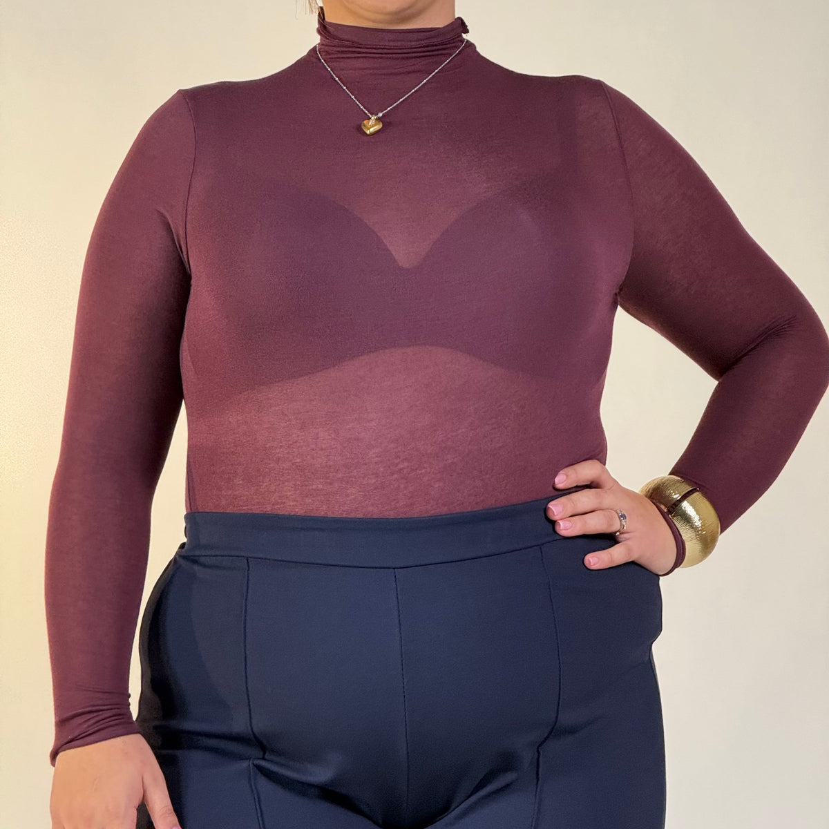 Maglia con Collo Effetto Cashmere