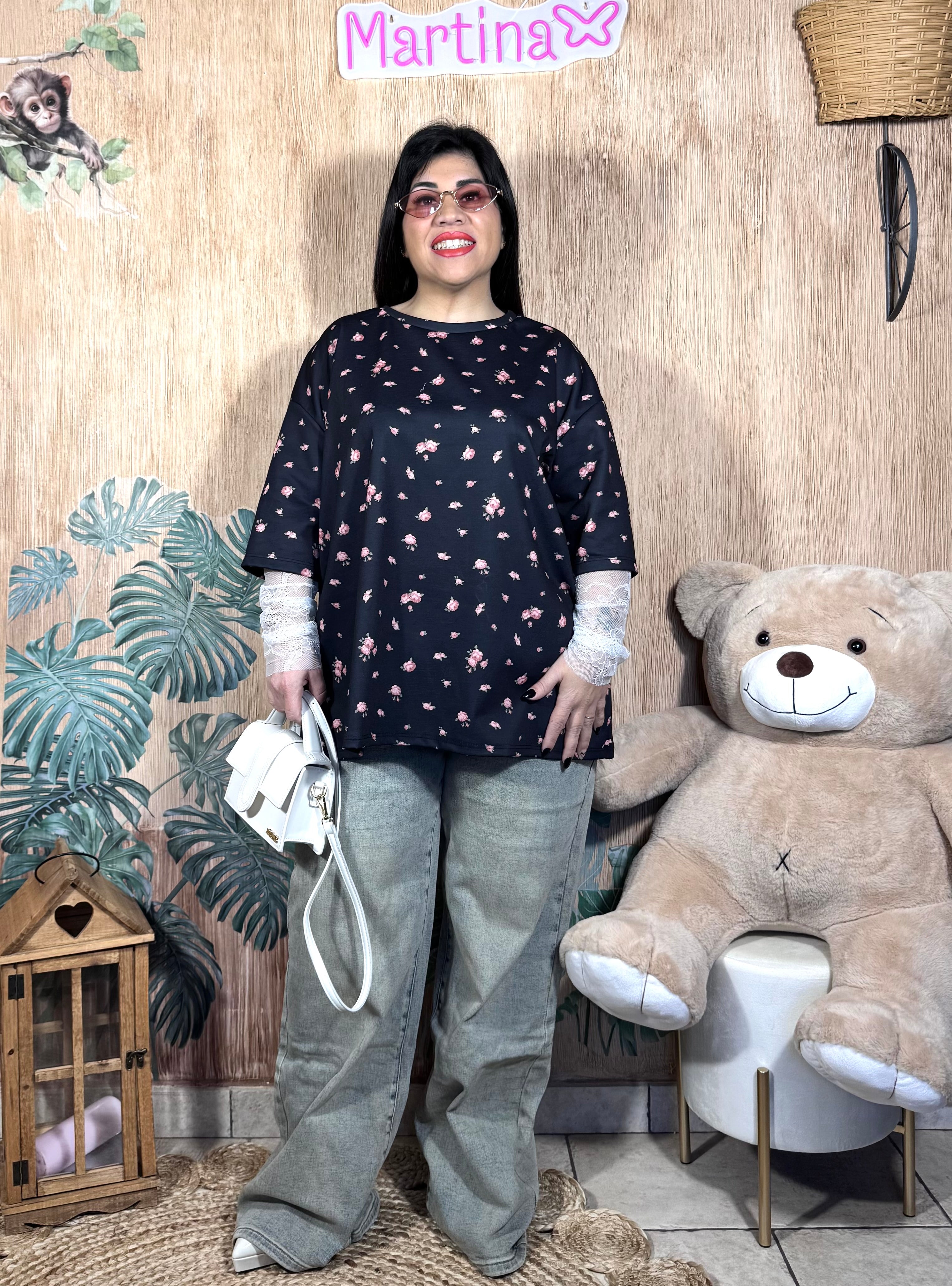 Maglia con maniche in pizzo