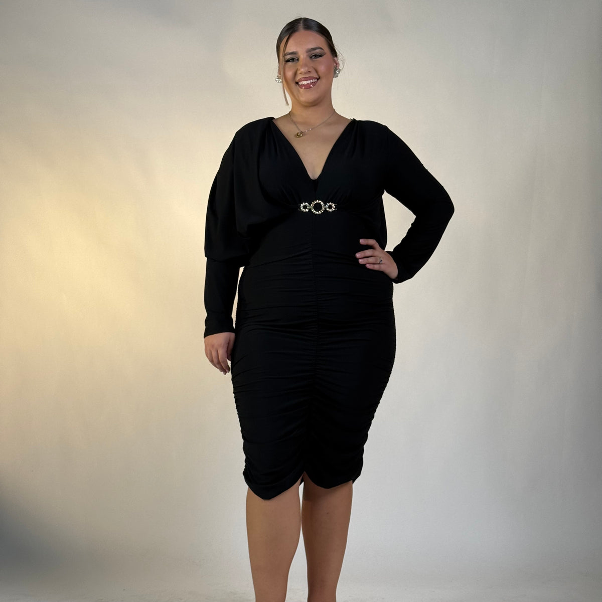 Dress Drappeggiato con Dettaglio in Vita