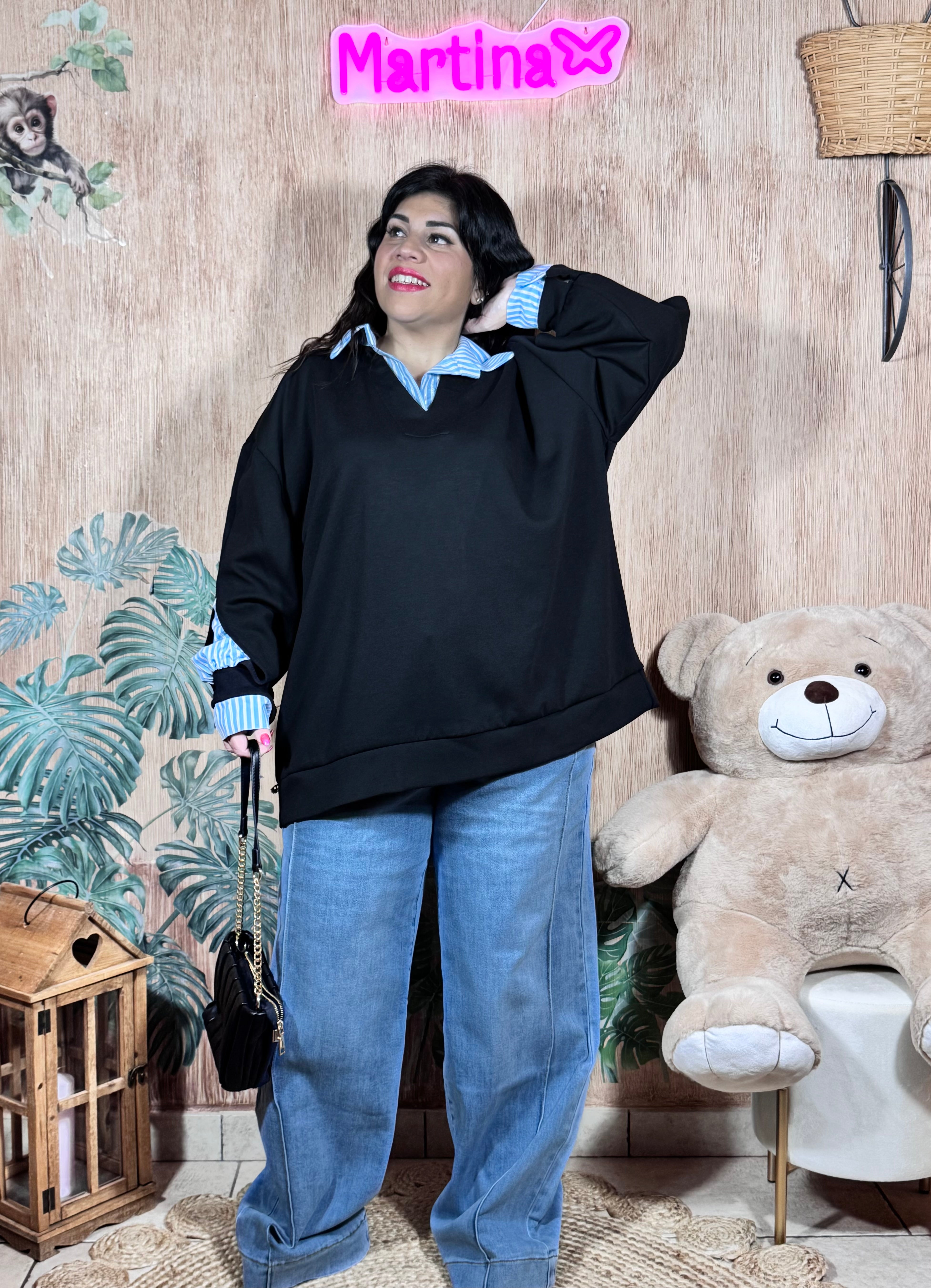 Maglia con Inserto Camicia