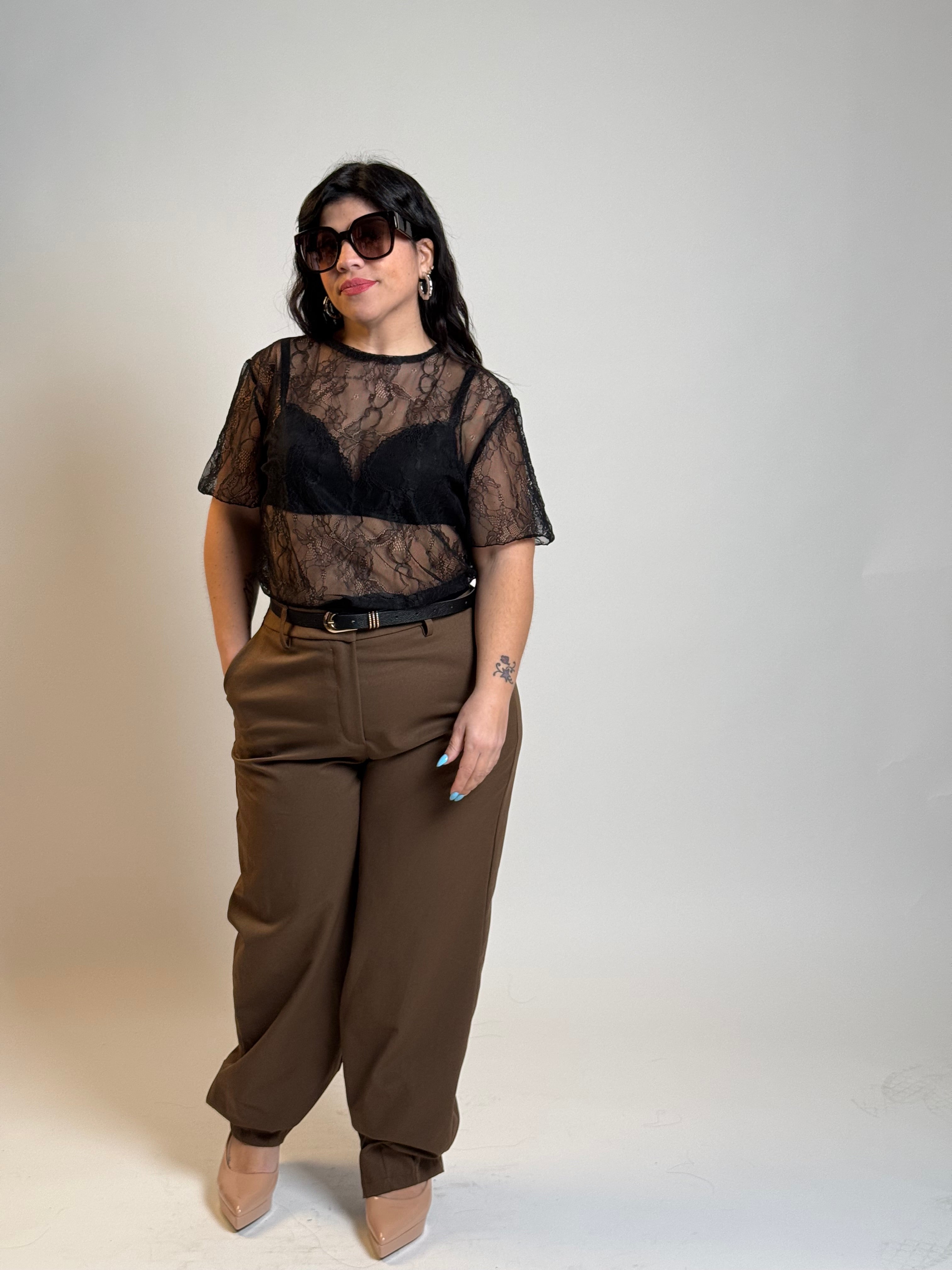 Maglia pizzo trasparente