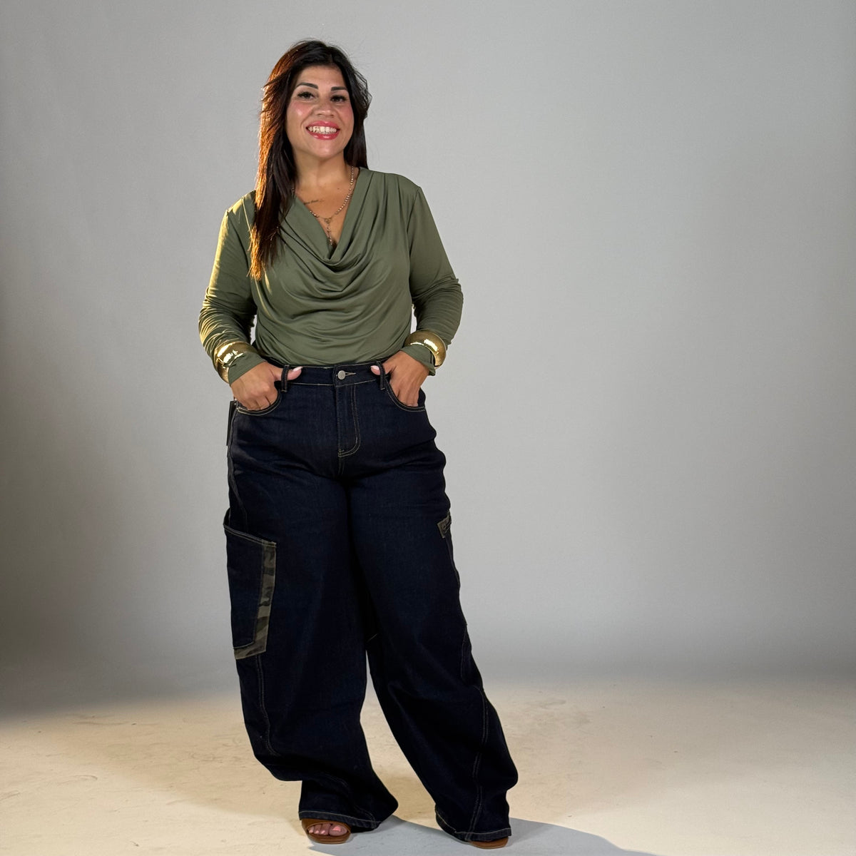 Jeans curvy  gargo stile militare