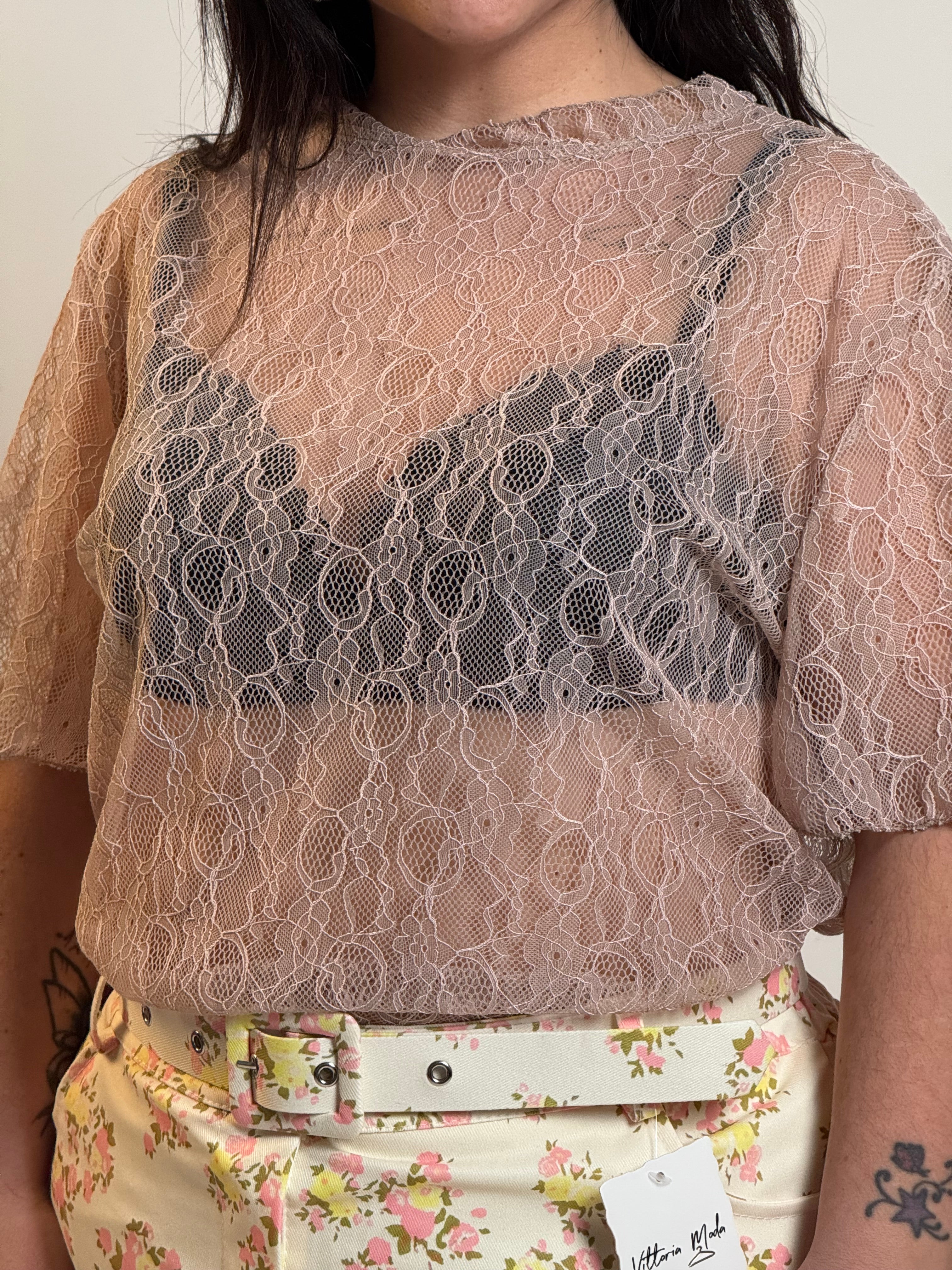 Maglia pizzo trasparente