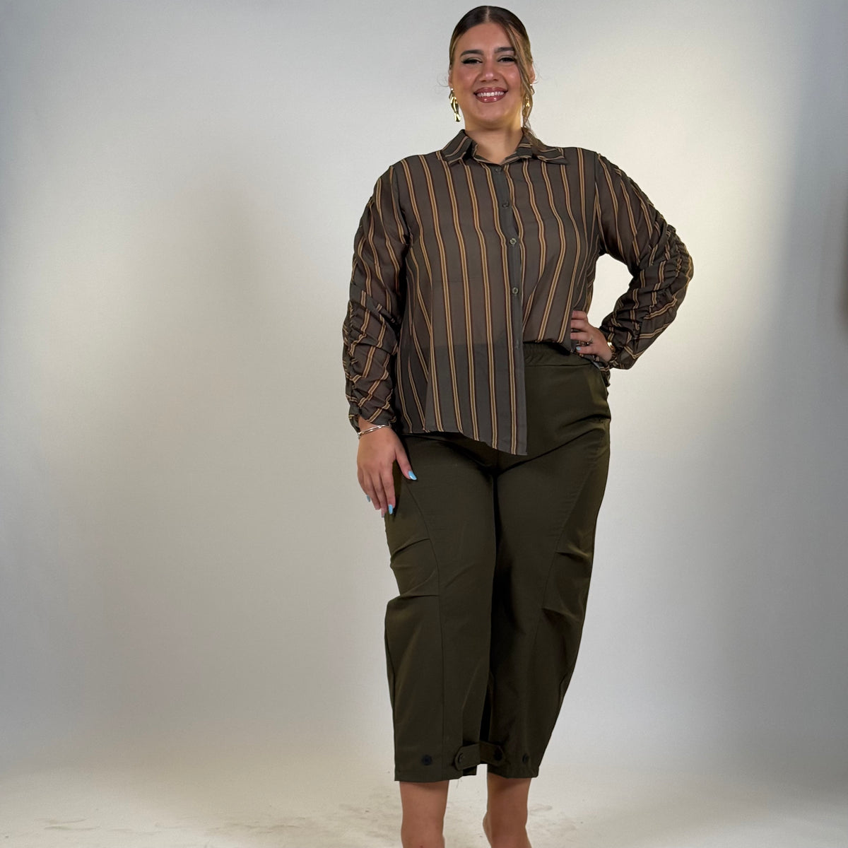 Camicia con maniche drappeggiate