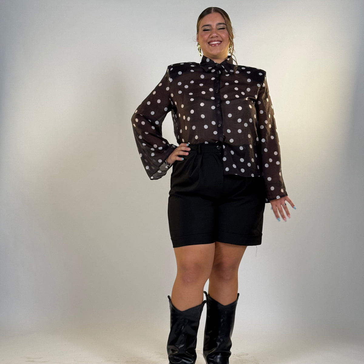 Camicia Pois con Spalline