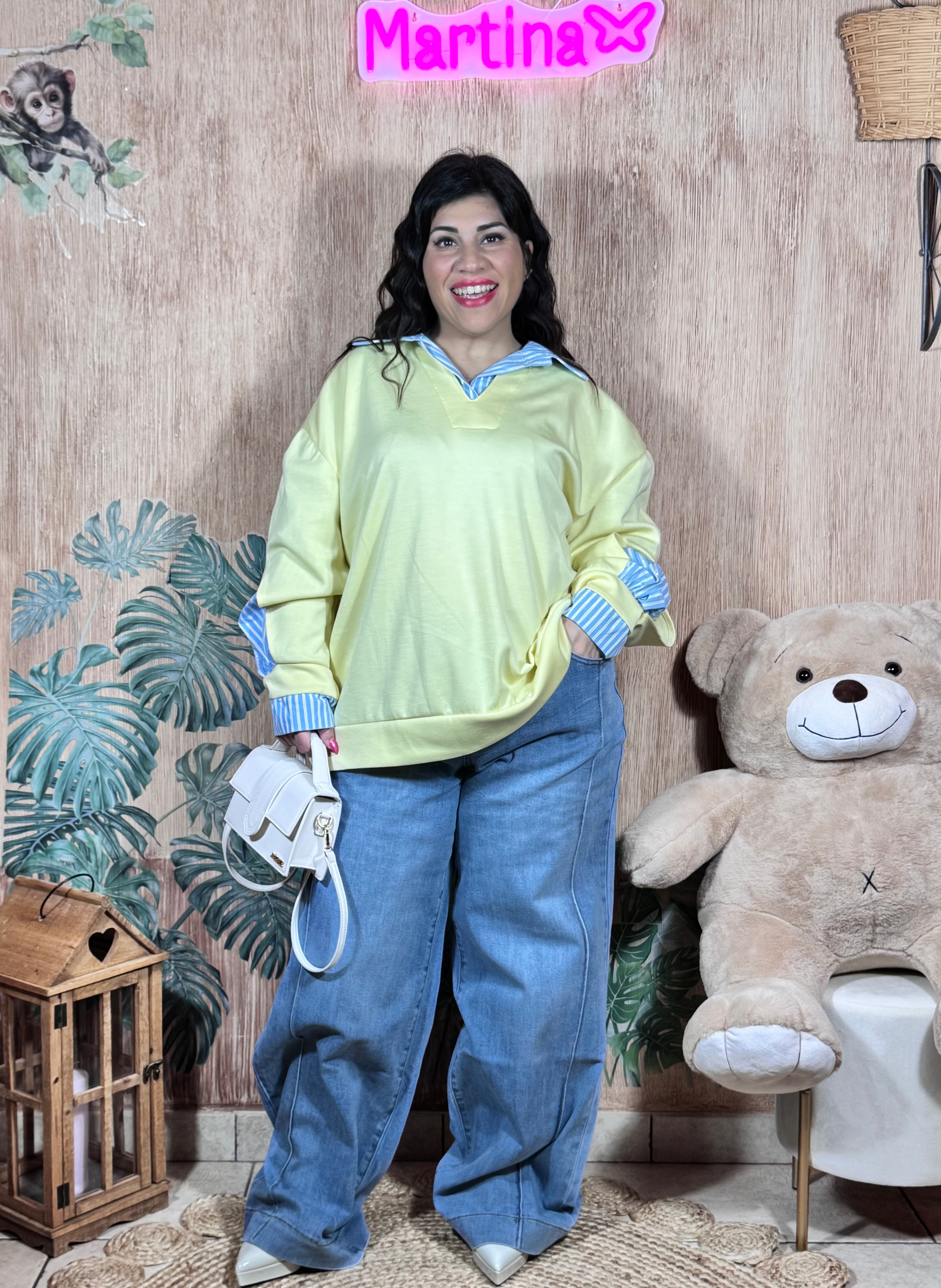 Maglia con Inserto Camicia