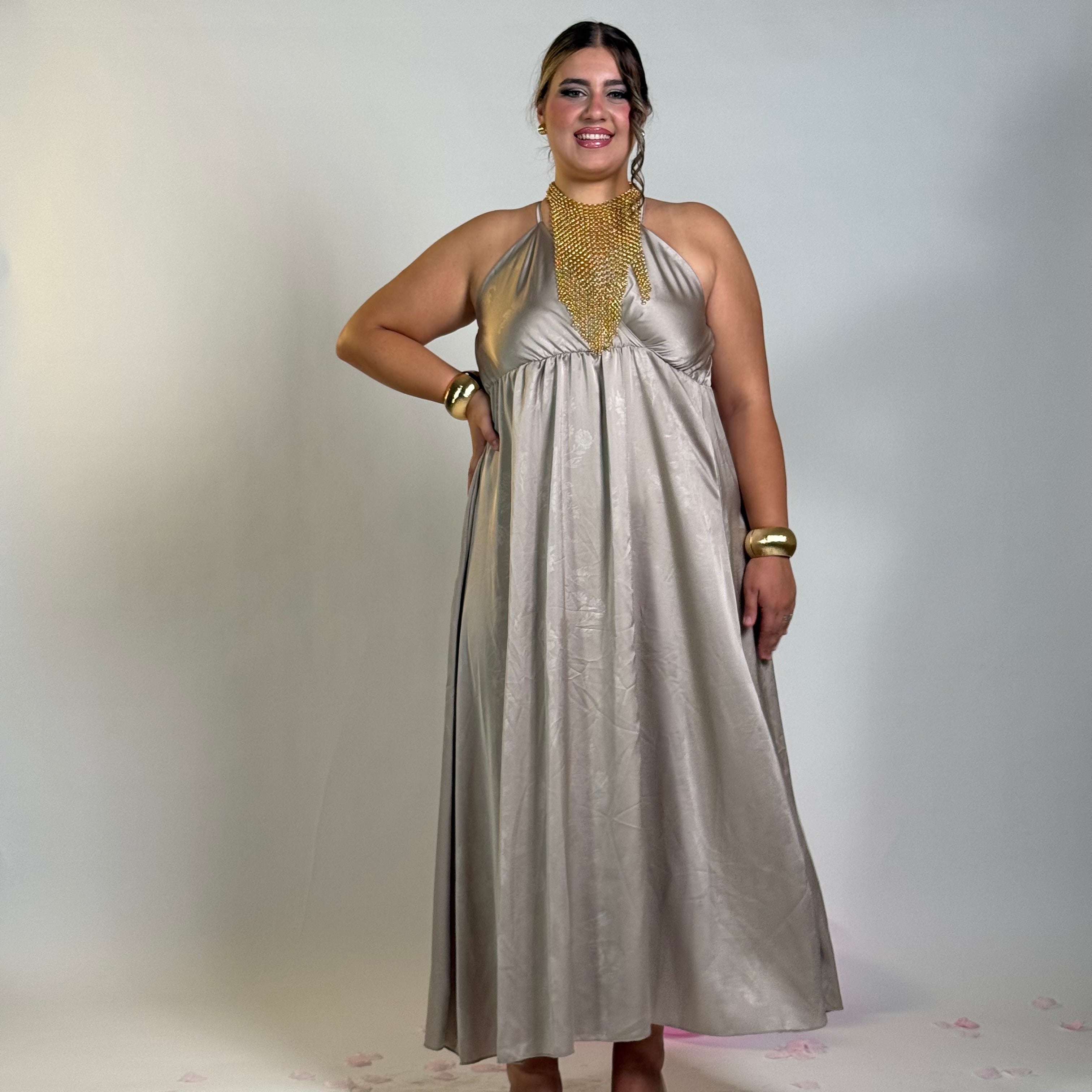 Dress Lucido con Fantasia Ton sur Ton