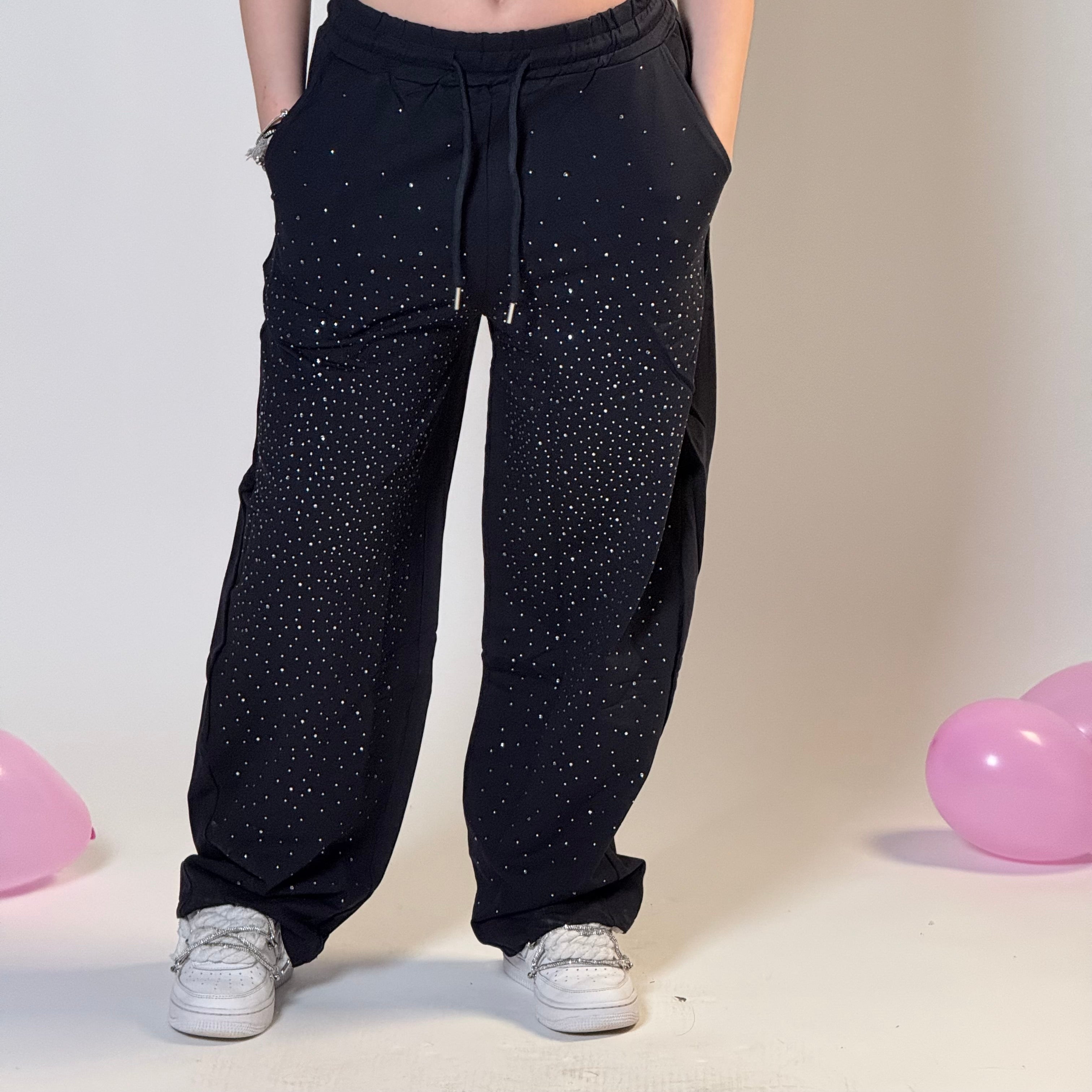 Pantalone tuta con strass (Slim)