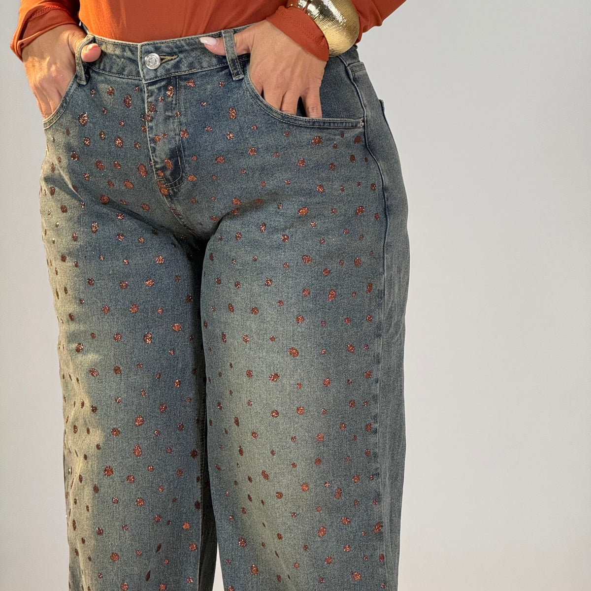 Jeans con dettagli glitter
