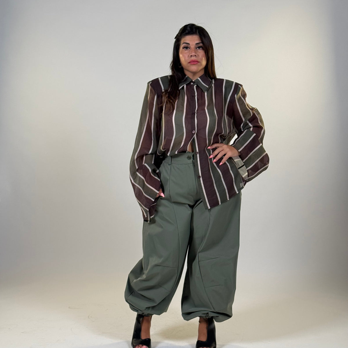 Camicia a Righe con Spalline