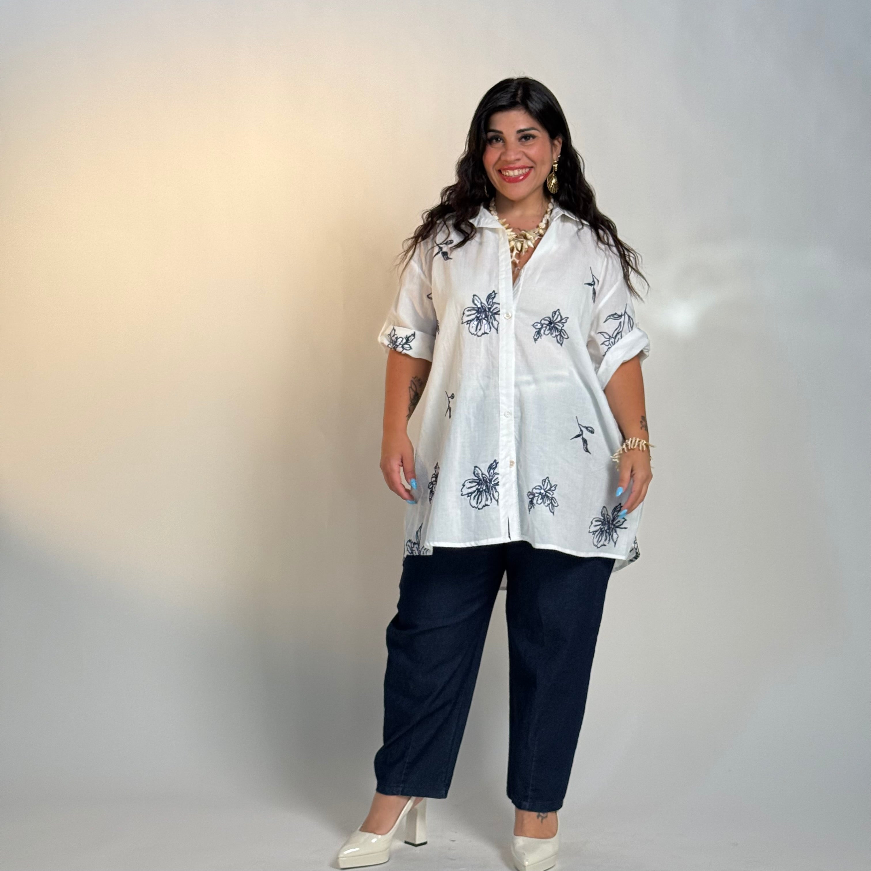 Camicia Fiori Blu