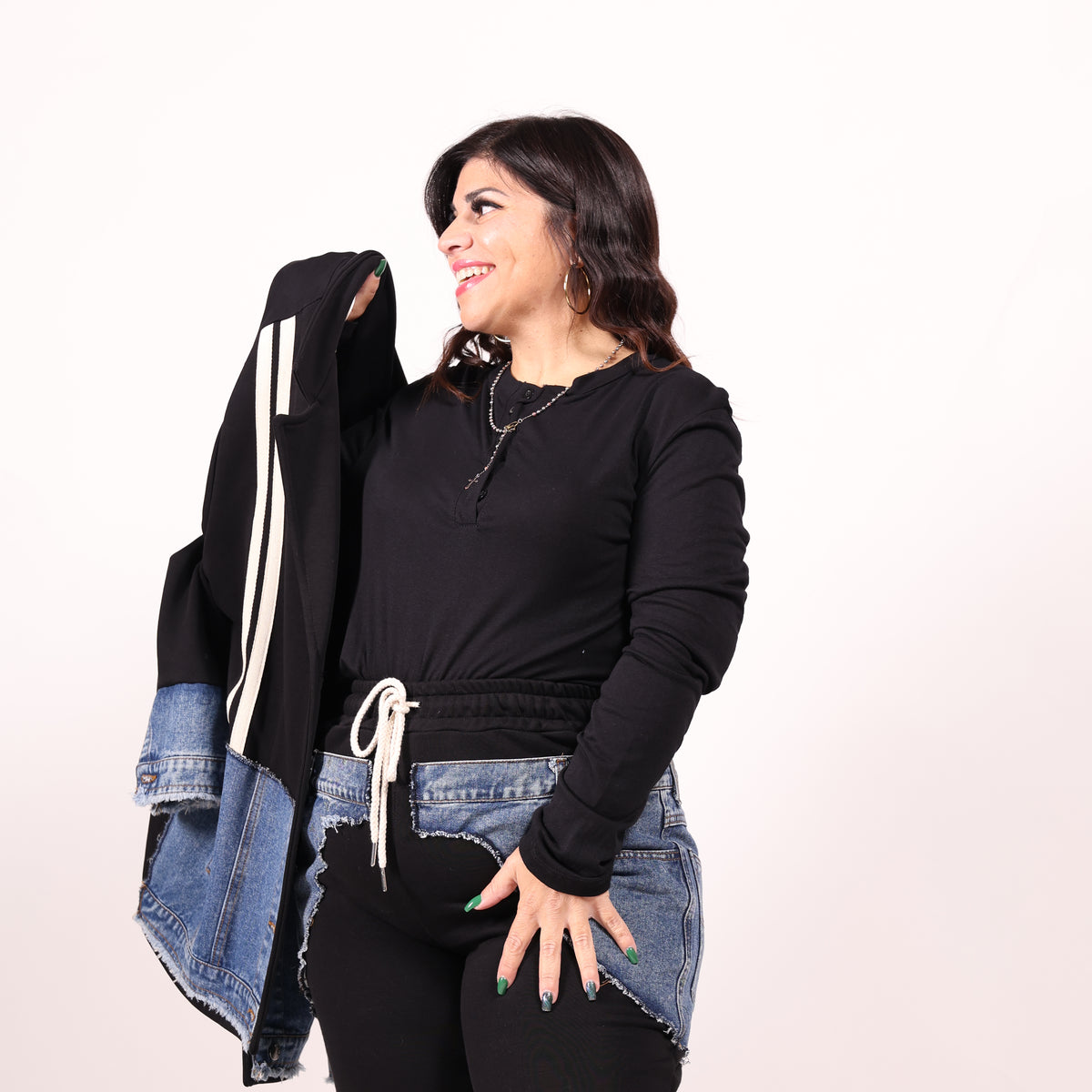 Coordinato Tuta In Denim Top Quality