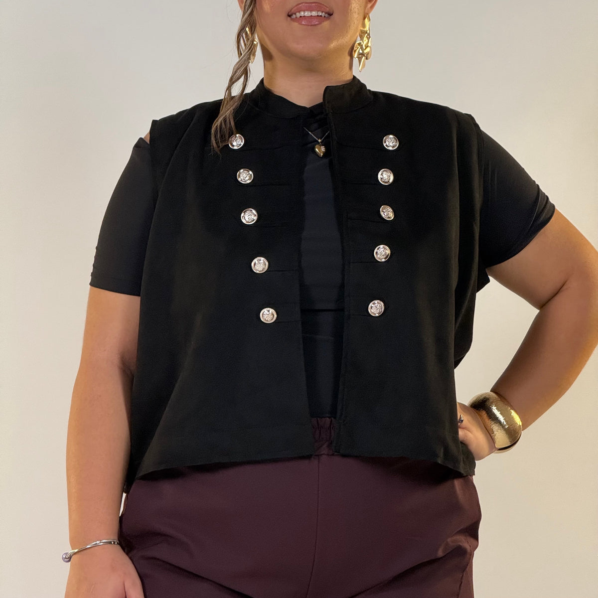 Gilet in Panno con Bottoni