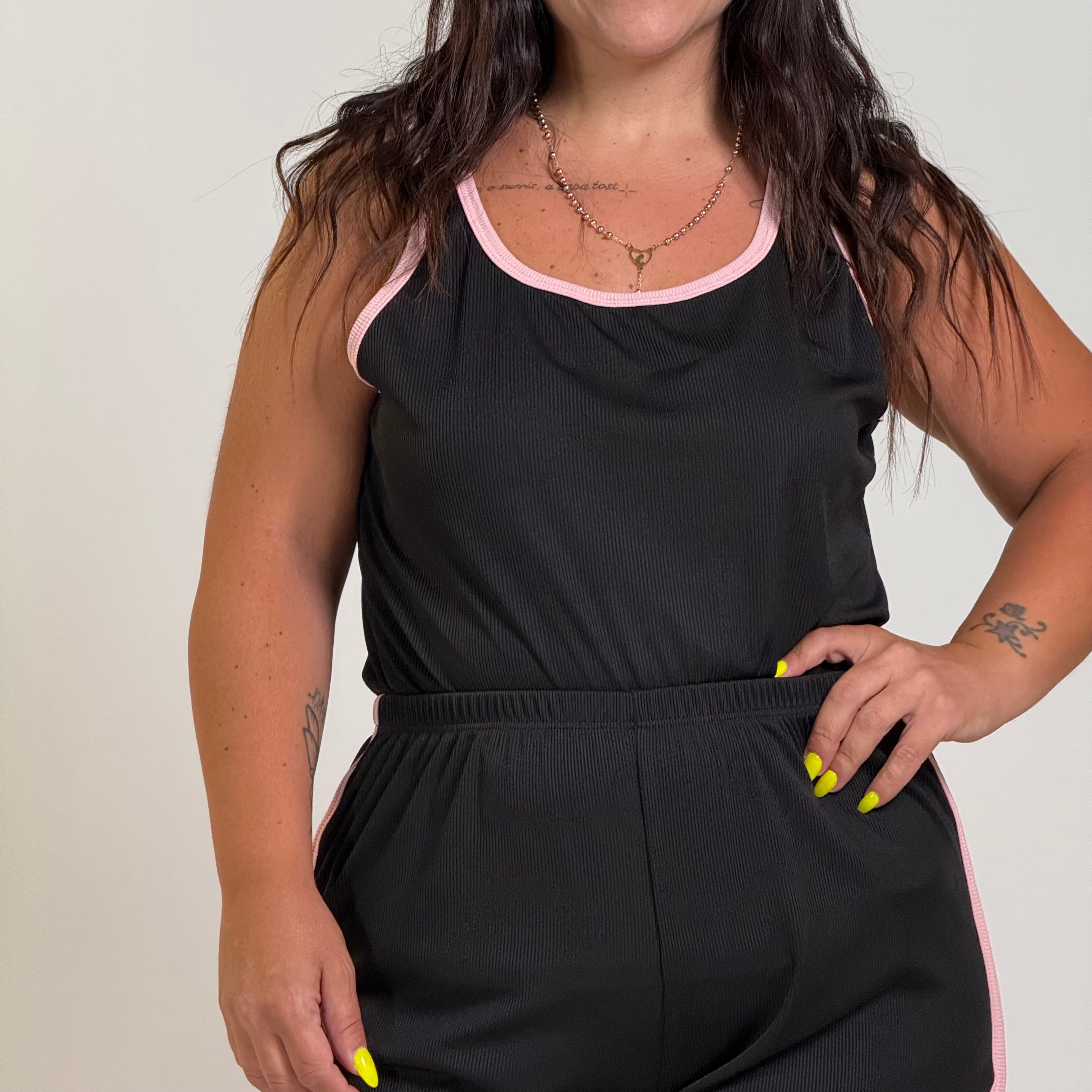 Coordinato Amelia (nero e rosa )